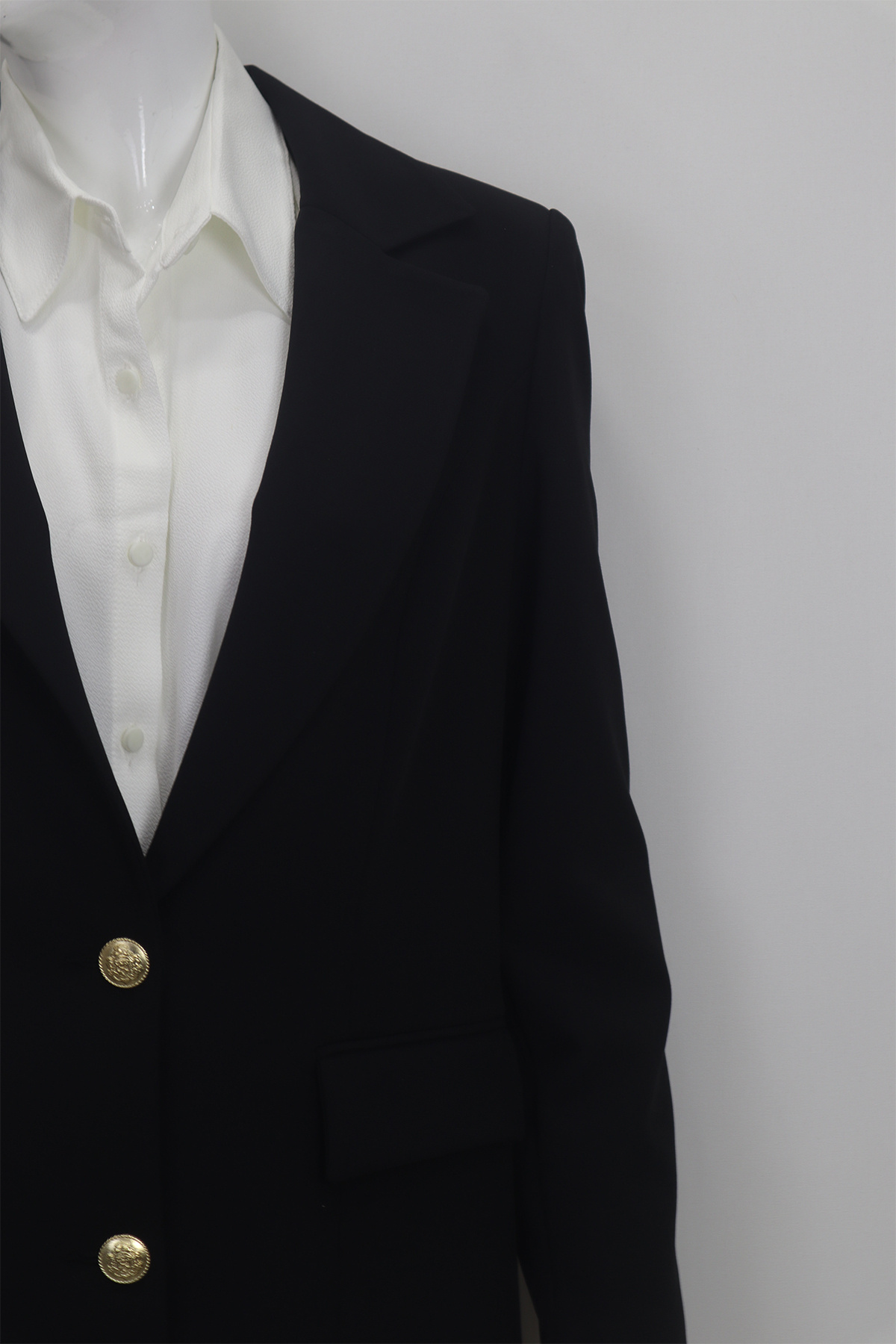 KLAPA-Fistan Store Women's Black Straight Regular Cut Regular Fit Button Closure Summer Blazer Jacket 3