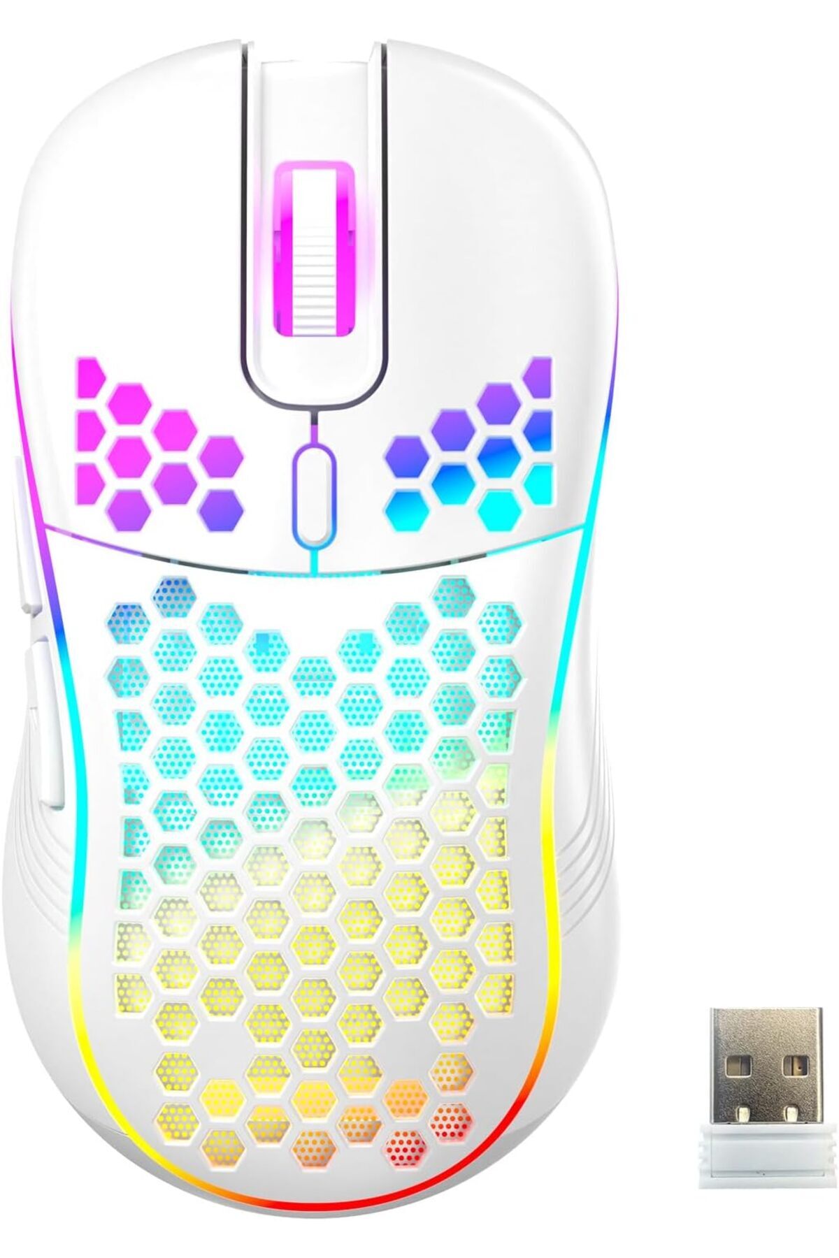 AZONEE-Wireless Mouse Wireless Gaming Mouse, Rechargeable Pc Mouse with RGB Backlight 6 Buttons 7