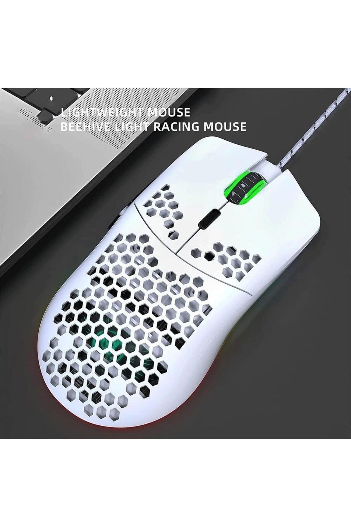 AOMIGE-Ultralight Honeycomb Gaming Mouse, High-Precision 12800DPI Optical Sensor, 6 Programmable Buttons, 5
