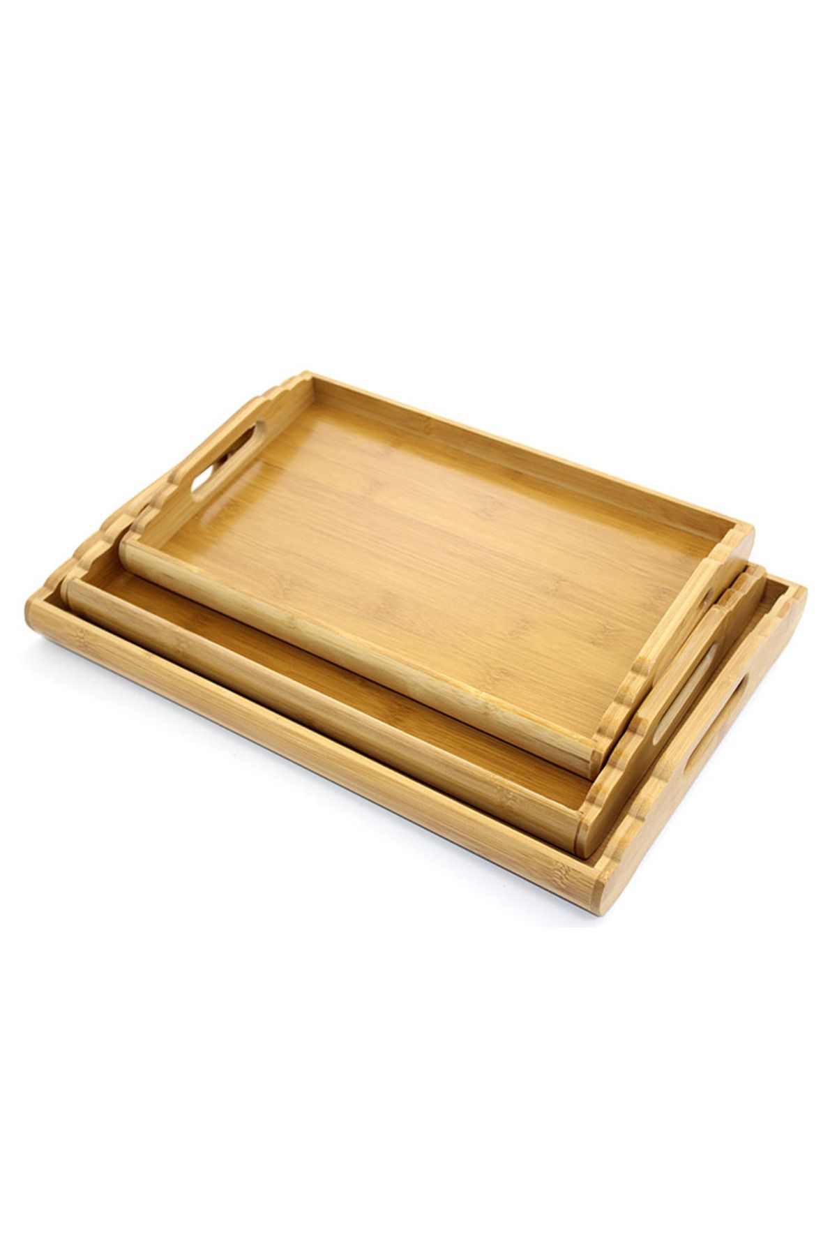 Allproduct 3'lü Bambu Tepsi Model 4