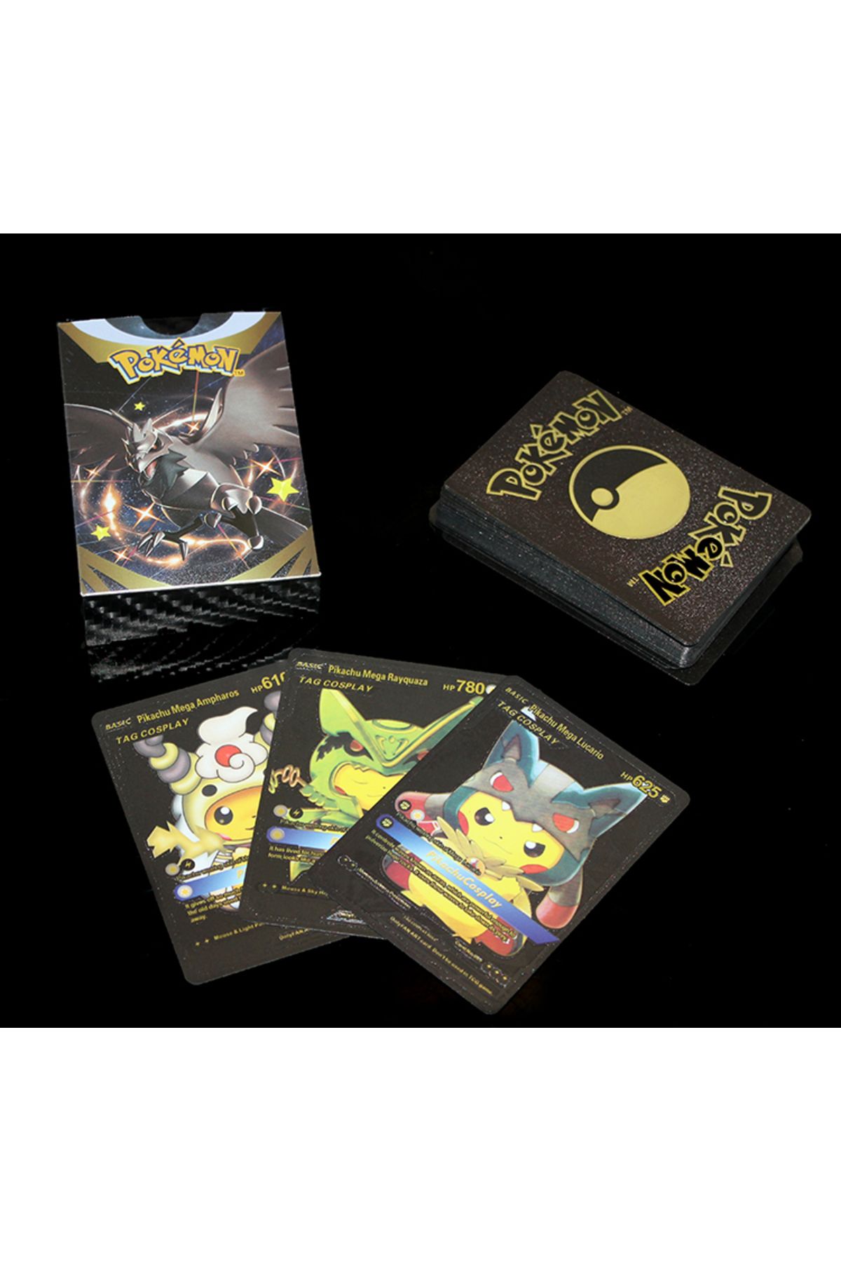PRATİKOBA Pokemon Oyun Kartı Metalik Siyah Deste