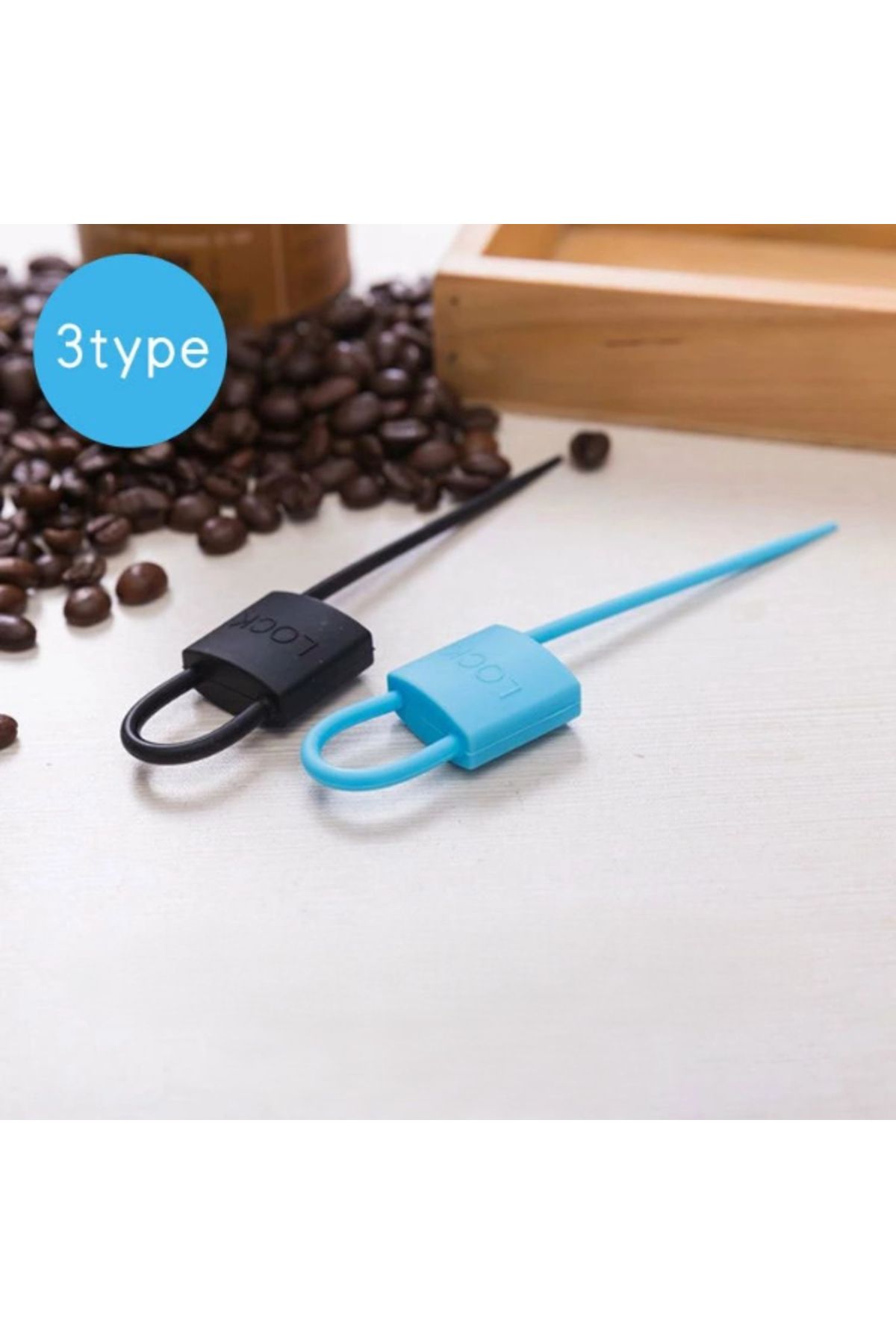 CHKK Kilit Şeklinde Silikon Kablo ve Poşet Bağlama Aparatı (3'lü Set)