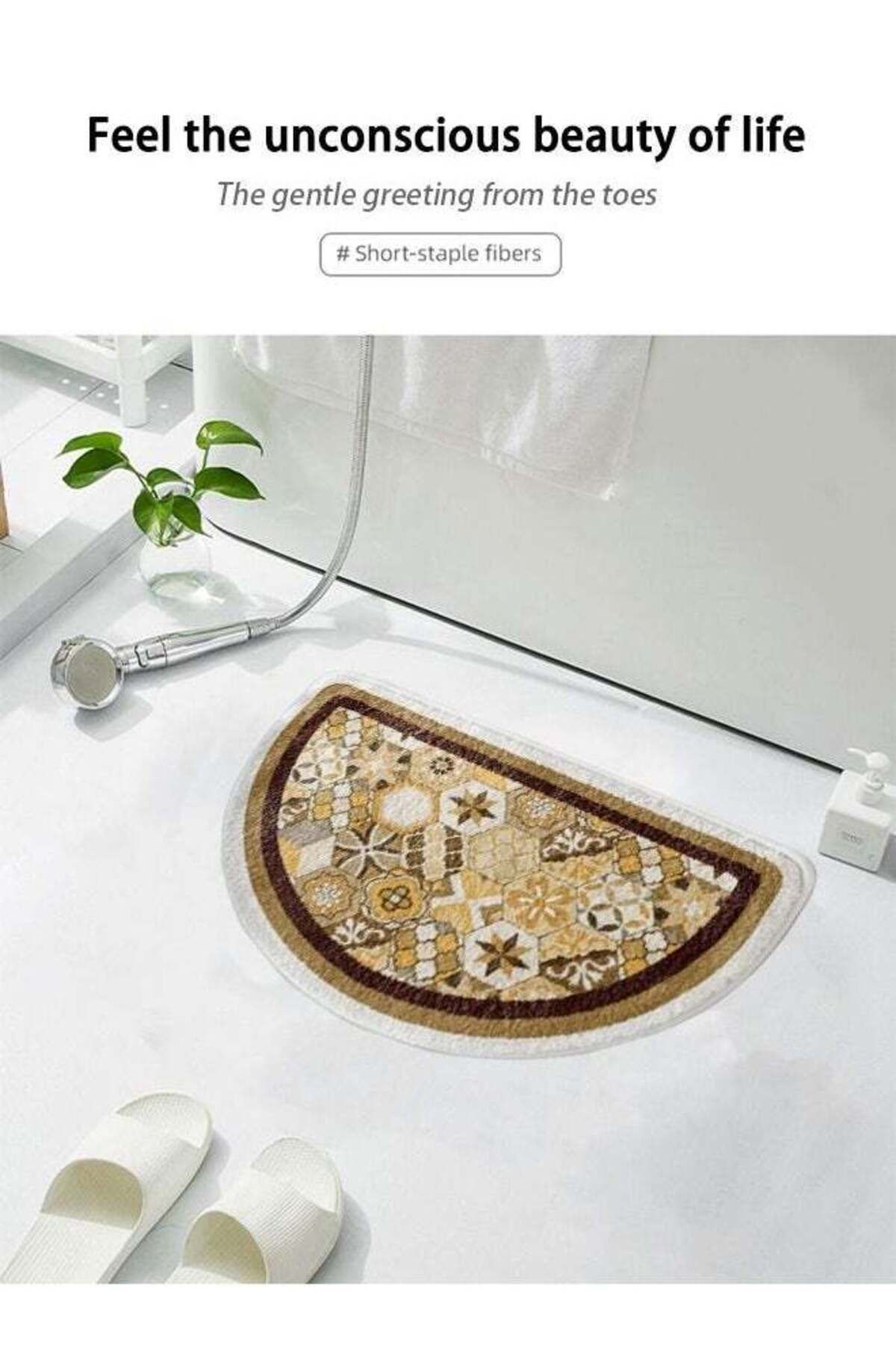 COOYA-Vintage Moroccan floor mat, soft and comfortable, quick-drying and non-slip, easy to clean, yellow 3