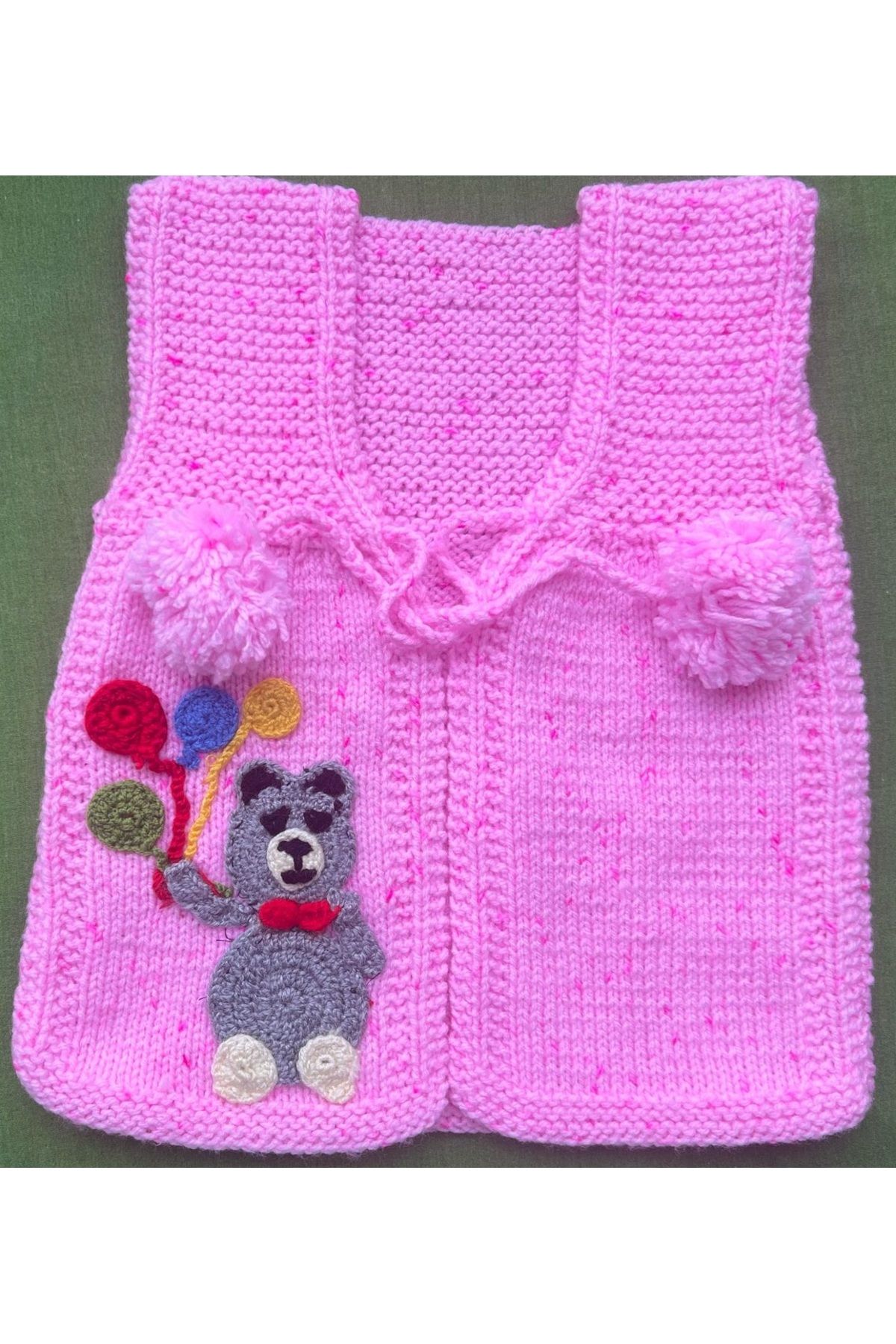 MODA Ecemia El Örgüsü Bebek Pembe Yelek