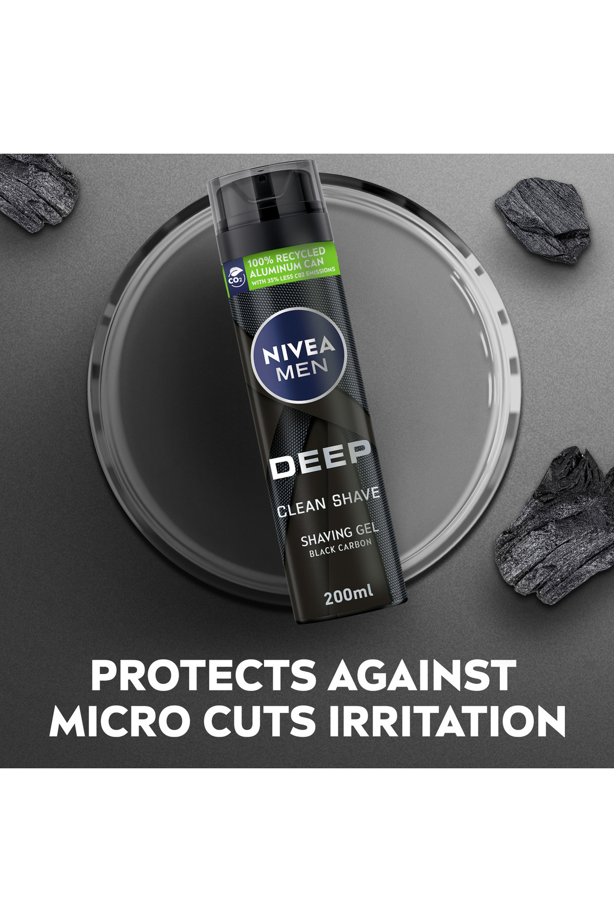 NIVEA-Men Shaving Gel Deep Clean Black Carbon 200 ml Smooth Shave, 200ml Tube 4