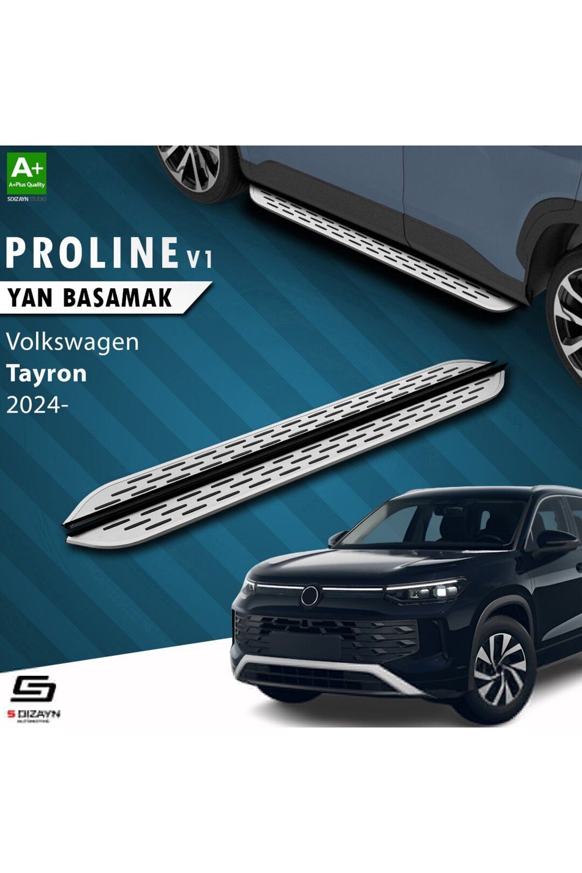 Drs Tuning S-Dizayn Volkswagen Tayron 2 OEM Still Pro V1 Aluminyum Yan Basamak 193 Cm 2024 Üzeri A+ Kalite
