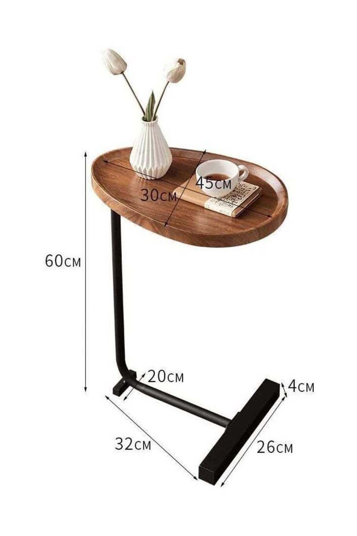 COOYA-C-shaped sofa side table, stable and durable, curved tabletop, easy to clean and assemble, white 4