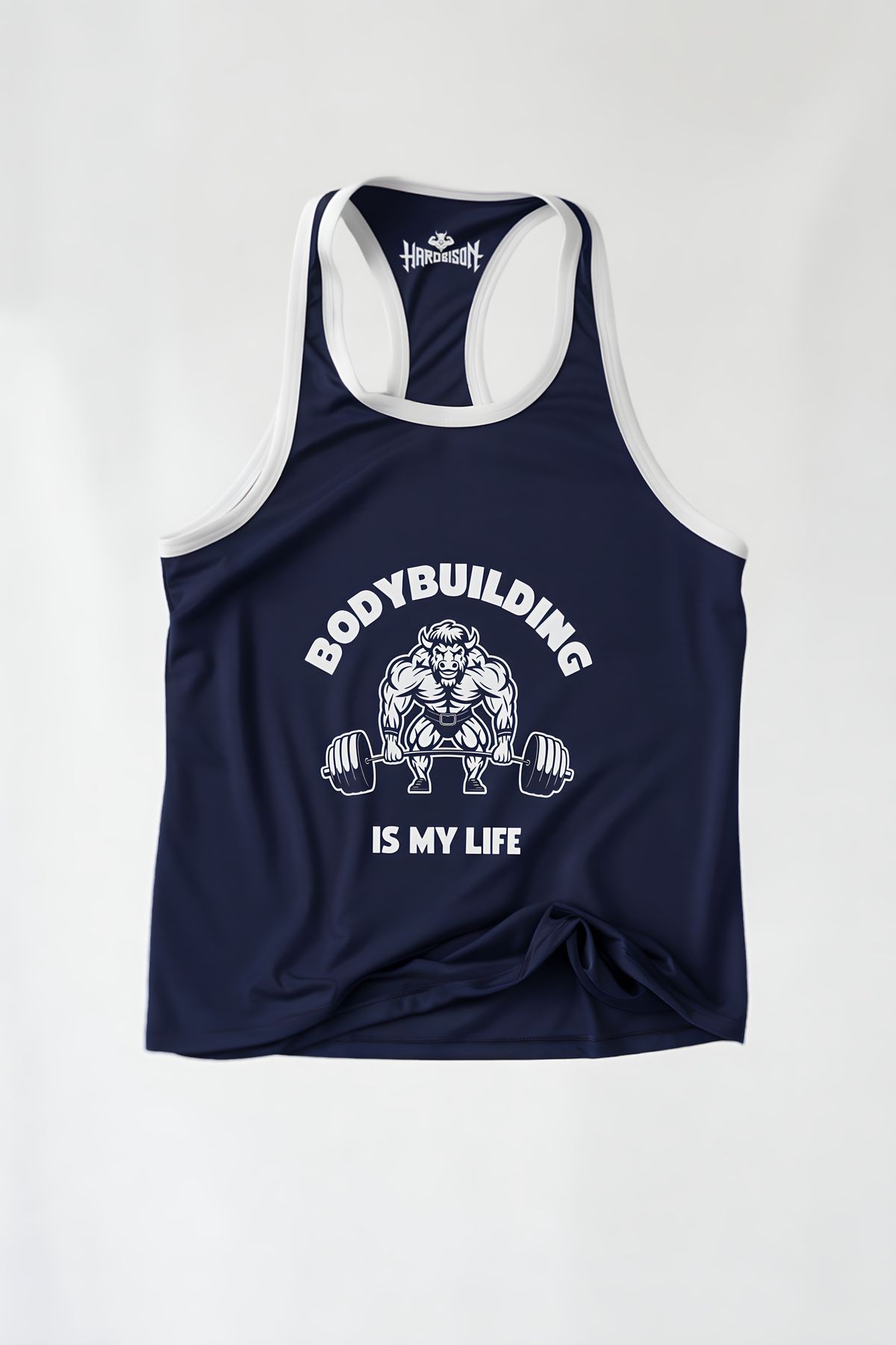 hardbison-Navy Blue Gym and Sports Tank Top 3