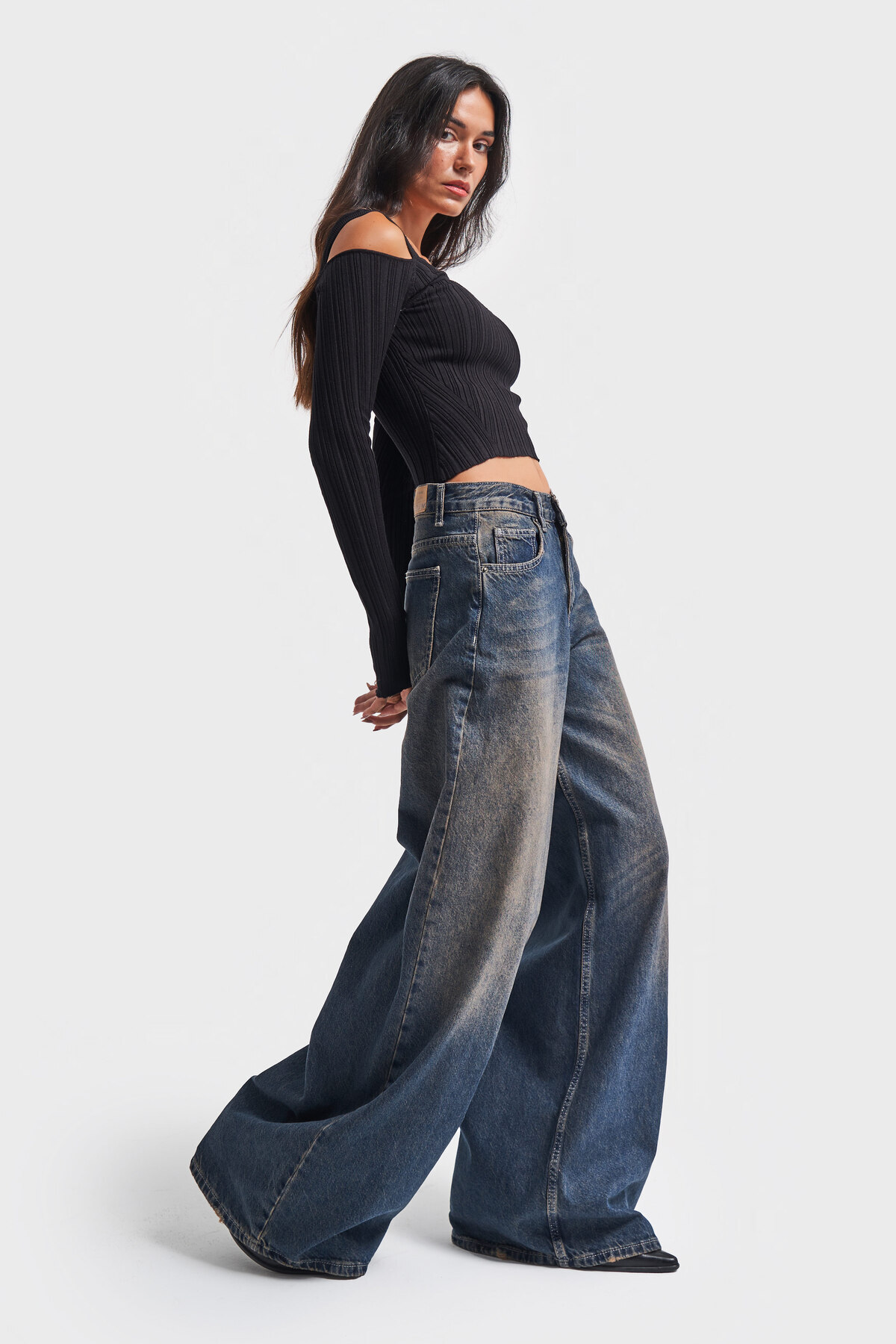 its basic-Γυναικείο τζιν Hera Palazzo Fit Loose Fit τζιν 6