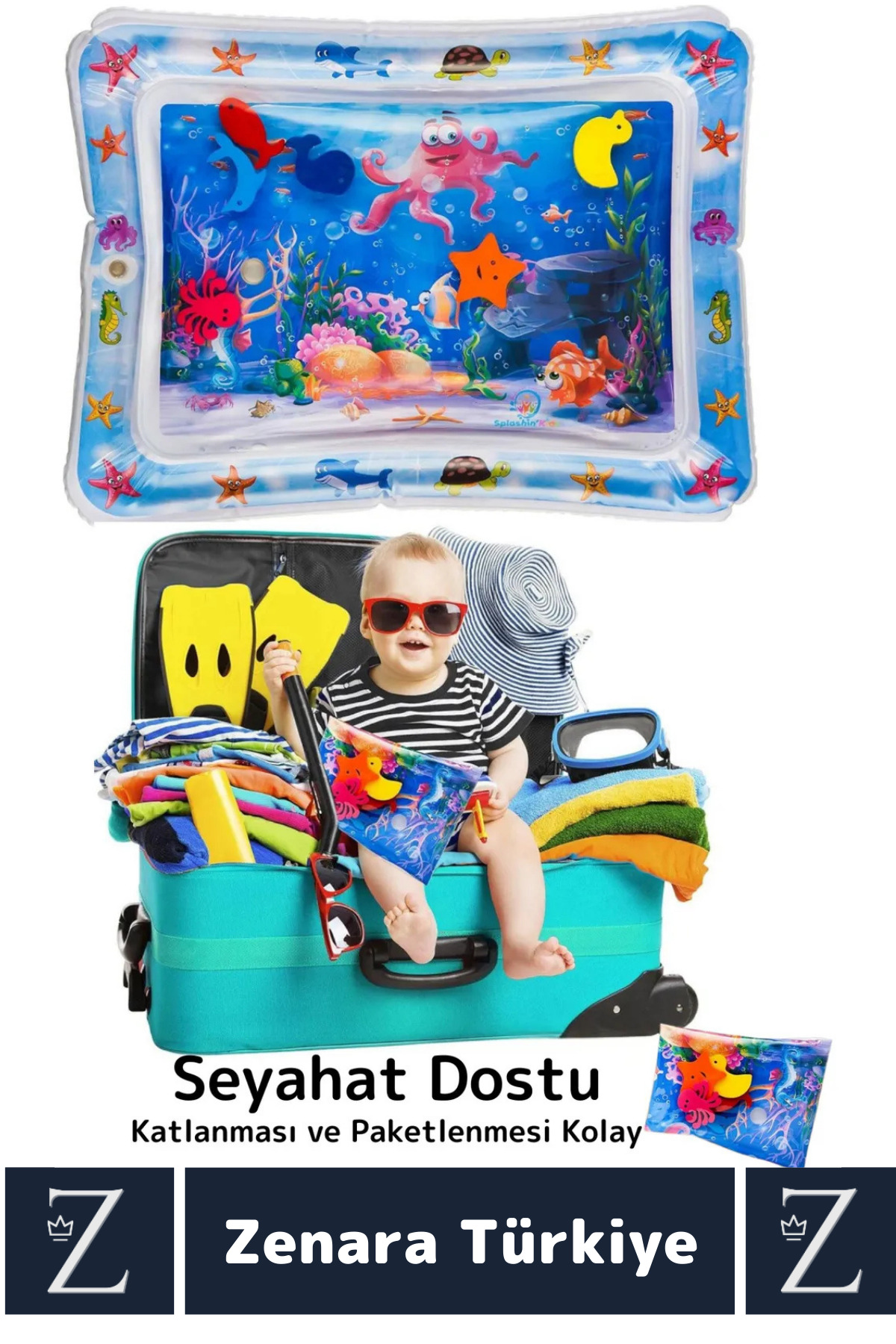 Zenara Premium BPA Free Bebek Aktivite Oyuncağı Emekleme Zamanı Yatak Minder Renkli Su Oyun Matı fotoğrafı 3 (önizleme)