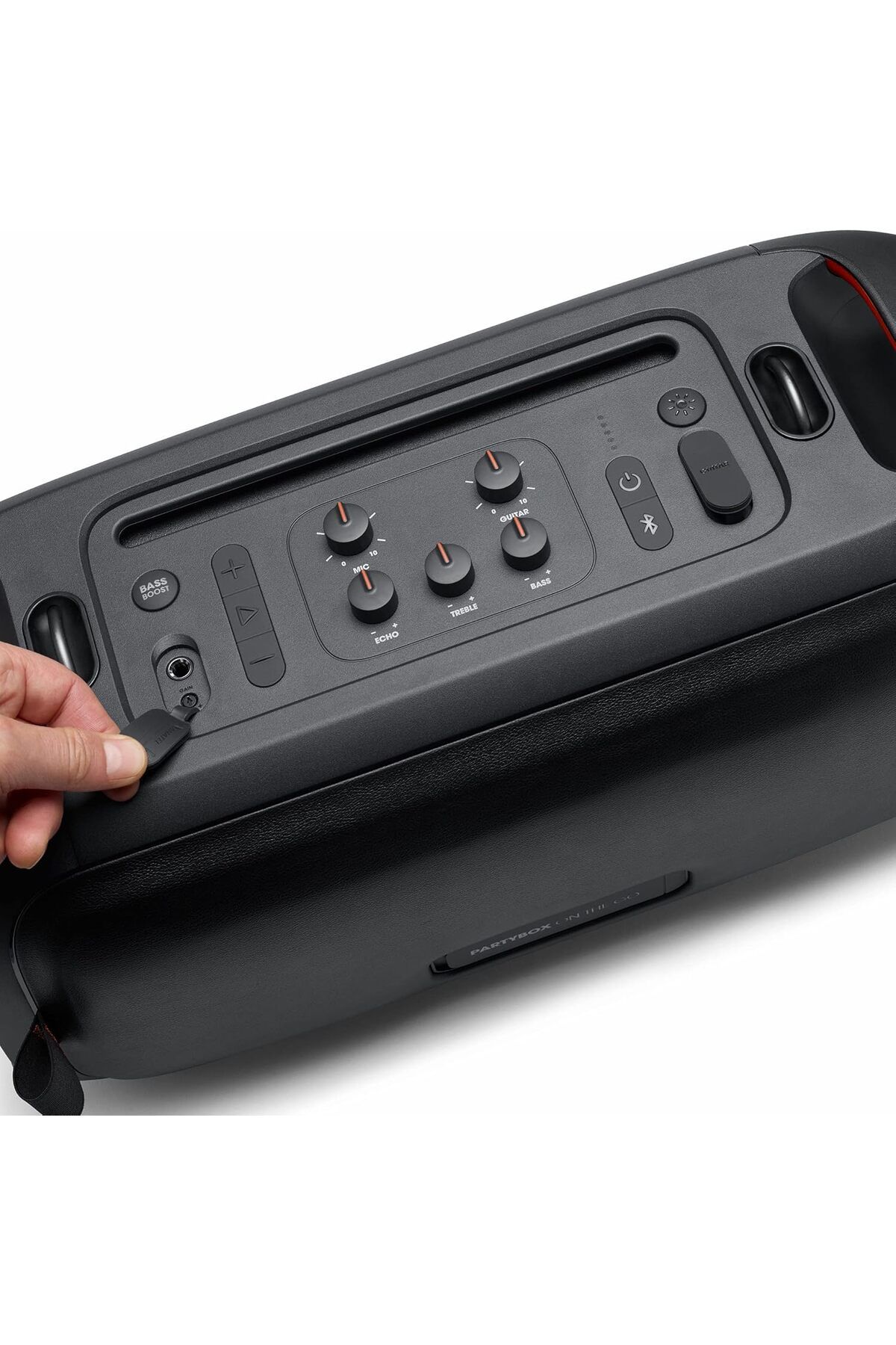 JBL-مكبر صوت حفلات محمول Partybox On-The-GO مزود بإضاءة مدمجة وميكروفون لاسلكي، 100 واط Booming JB 5