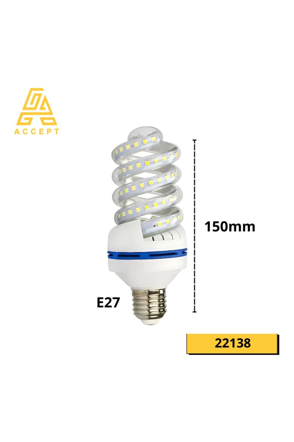 Generic-16W LED spiral bulb with E27 base, yellow light color 3