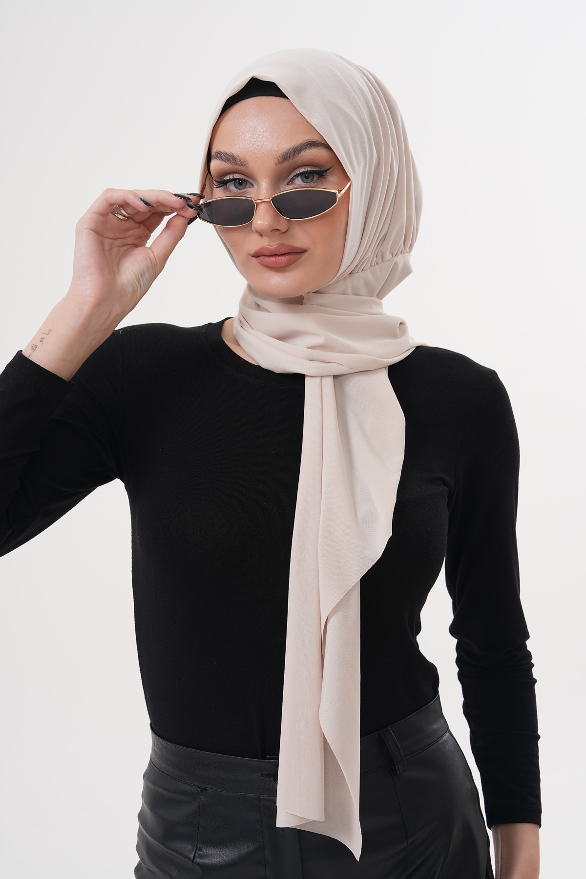 Ritagarcia Çıtçıtlı Büzgülü Tesettür Şal görsel 4