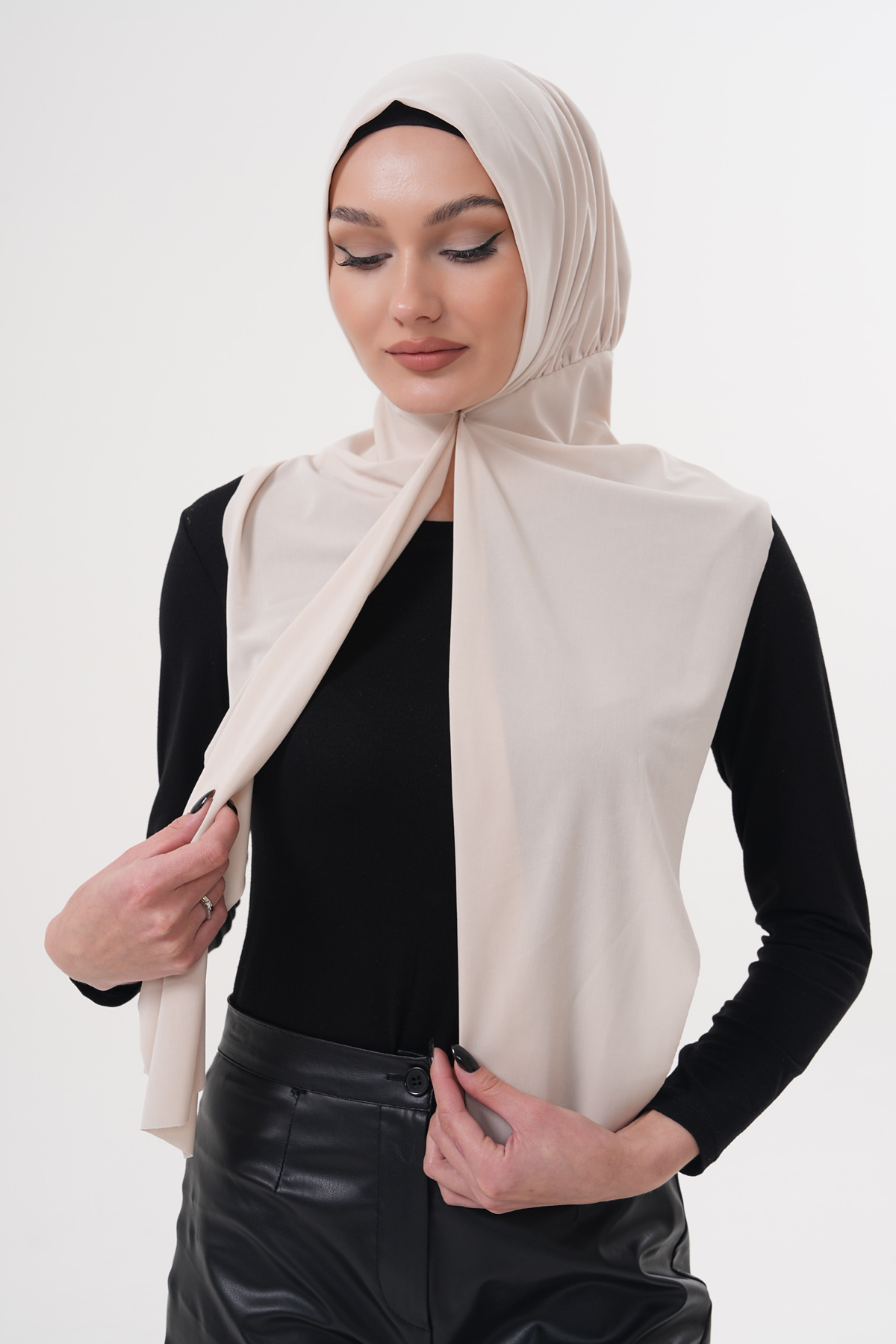 Ritagarcia Çıtçıtlı Büzgülü Tesettür Şal görsel 3