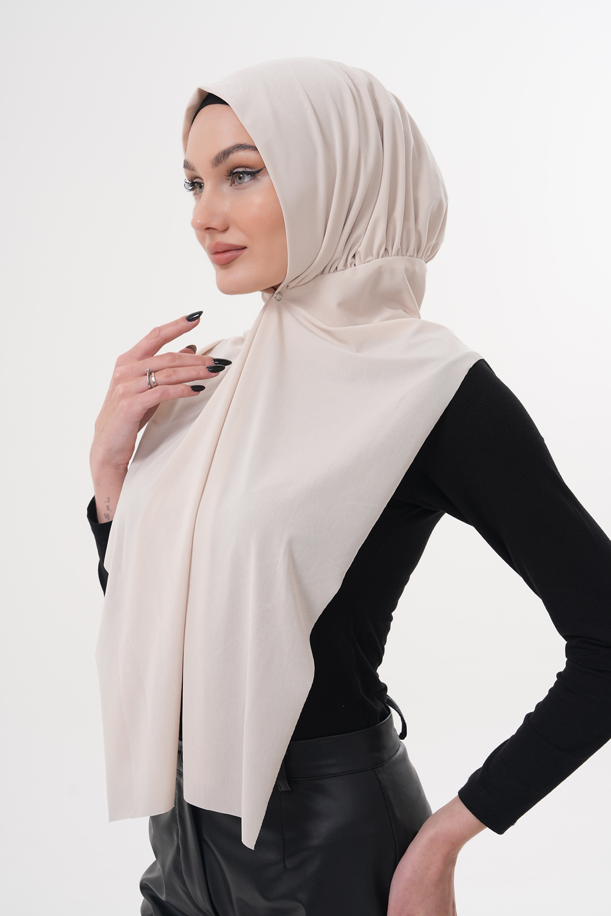 Ritagarcia Çıtçıtlı Büzgülü Tesettür Şal görsel 6