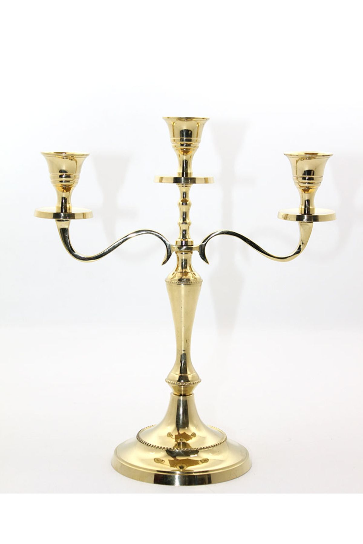 Allproduct Pirinç 3'lü Şamdan Model 1