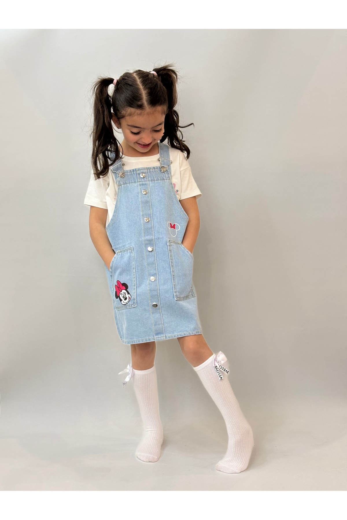 babymjuk Kız Çocuk Nakış Detaylı Salopet Minnie Mouse Nakış Detaylı Kız Çocuk Salopet Jile fotoğrafı 5 (önizleme)