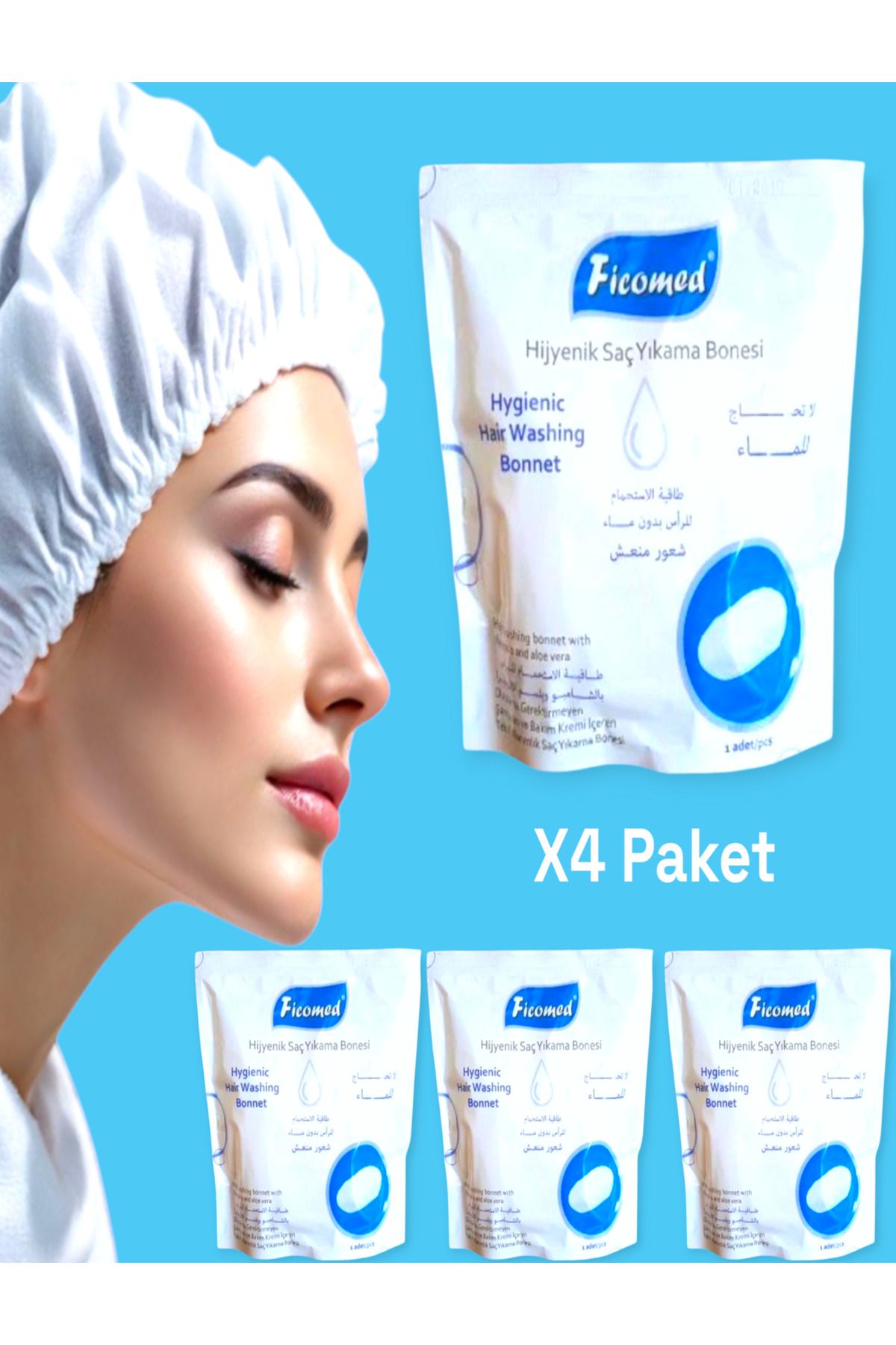 Ficomed Saç Yıkama Bonesi ( 4 PAKET )