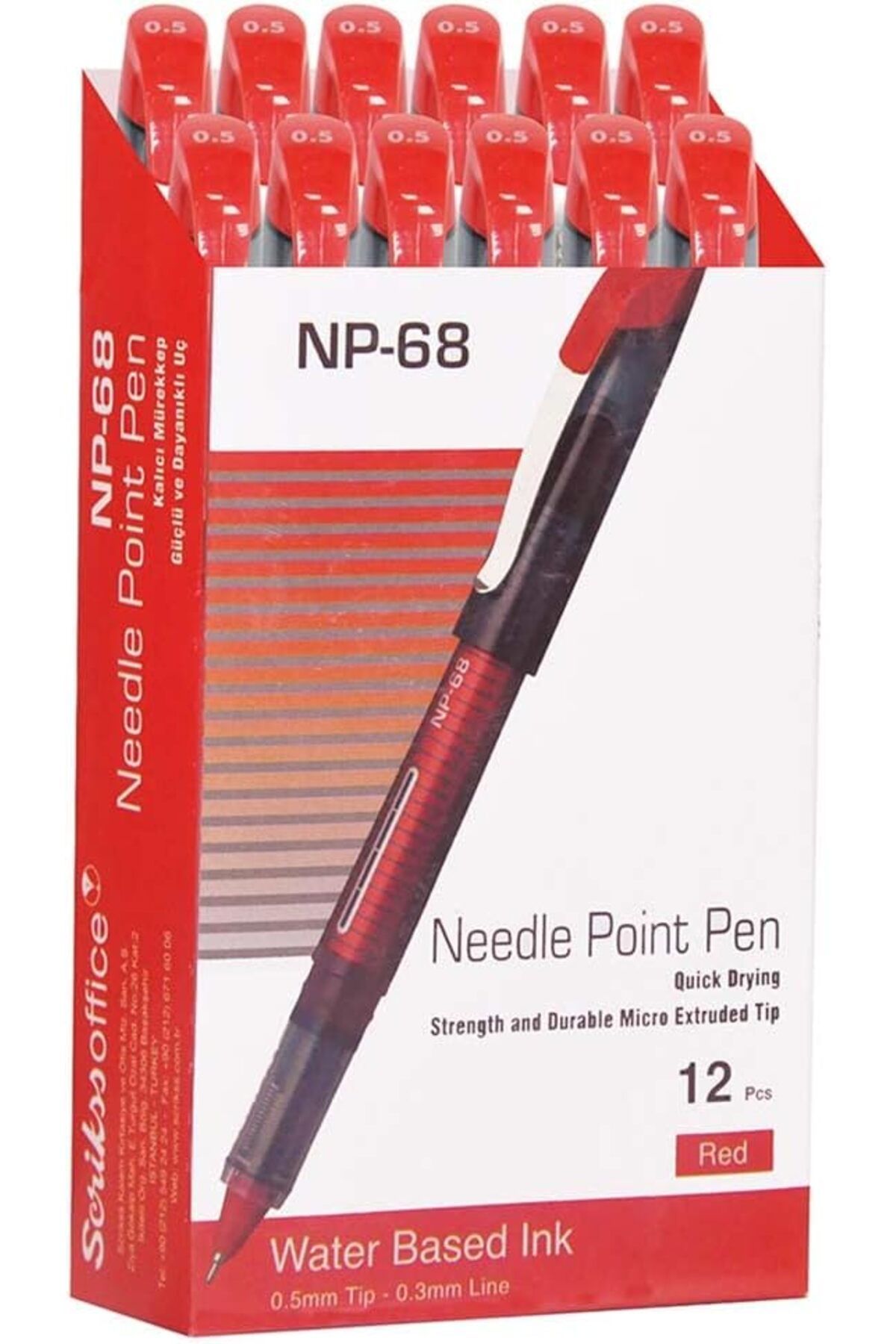 ÇAĞUR çağur Office Np68 Iğne Uçlu Kalem 12'li Ambalaj Kırmızı 0.5 Mm YENİ 1109945