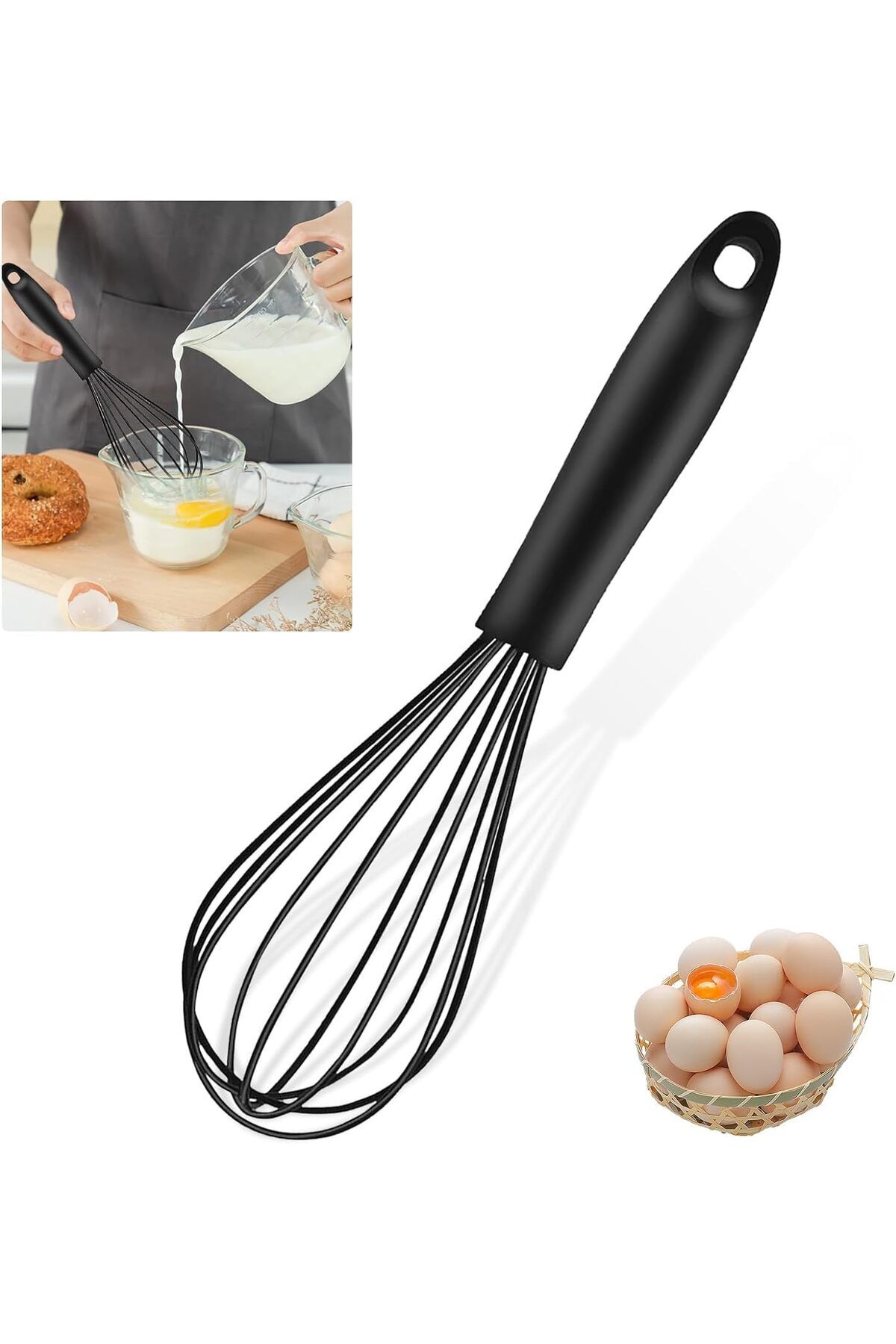 KDROĞLU KDROGLU Home Büyük Boy Silikon Çırma Teli,Silikon Çırpıcı,Yumurta,Ayran Ve Pasta İçin Çı