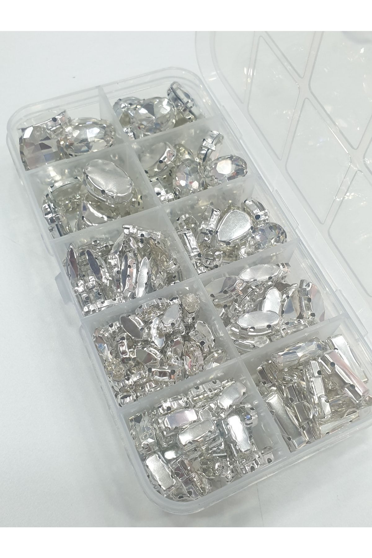 yiğit aksesuar Karışık Şekilli Kristal Dikme Kasalı Taş Seti 214 Adet