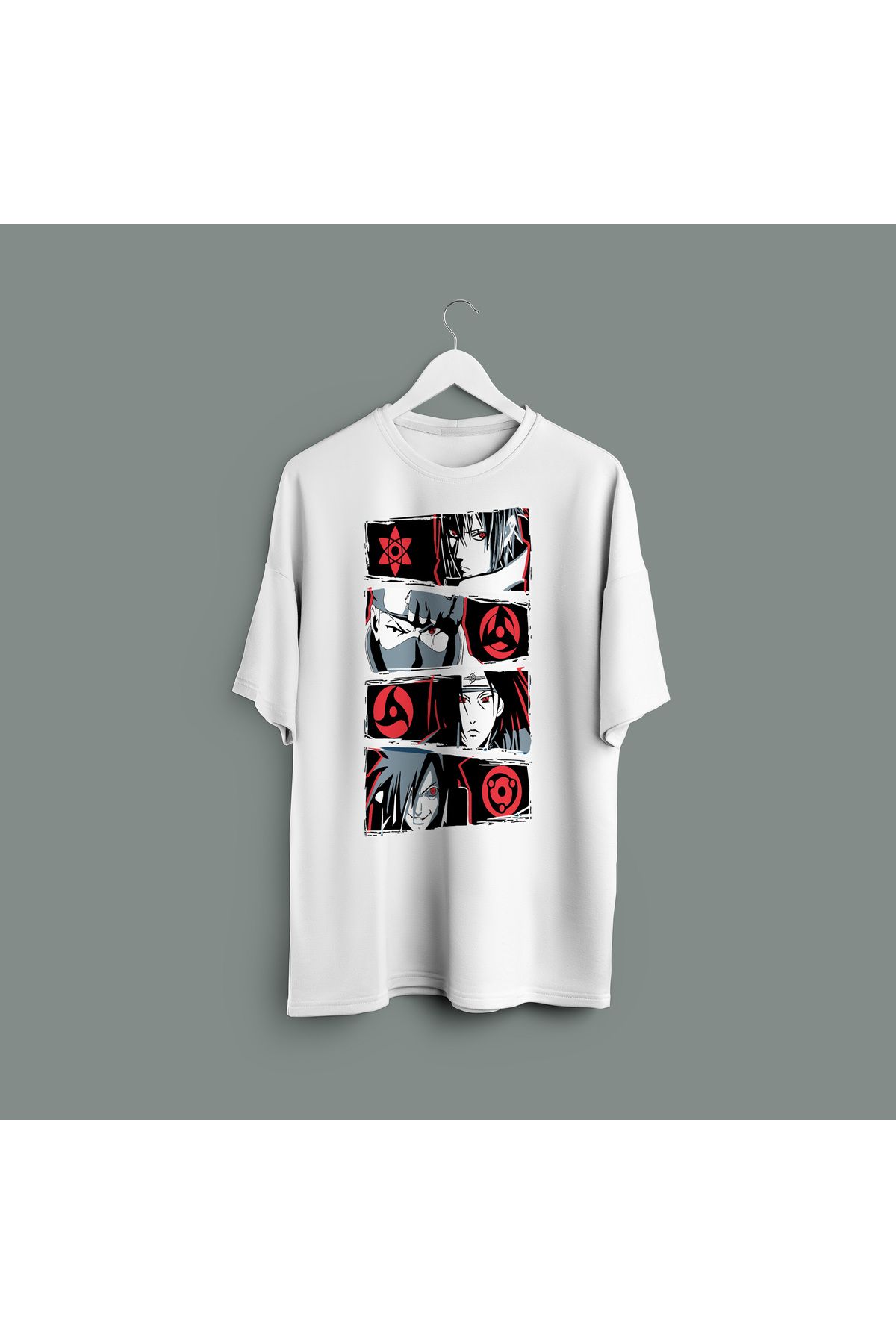 Zestia Unisex T-Shirt,Naruto Sharingan Baskılı,Regular, %100 Pamuk,Beyaz T-Shirt No: 00137