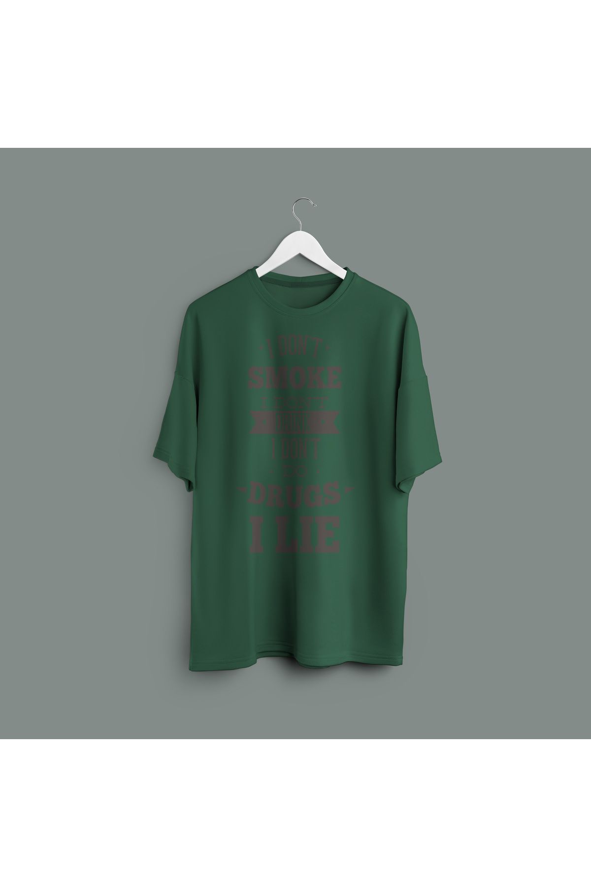 Zestia Unisex T-Shirt,I Don't Smoke Baskılı,Regular, %100 Pamuk,Yeşil T-Shirt No: 00454