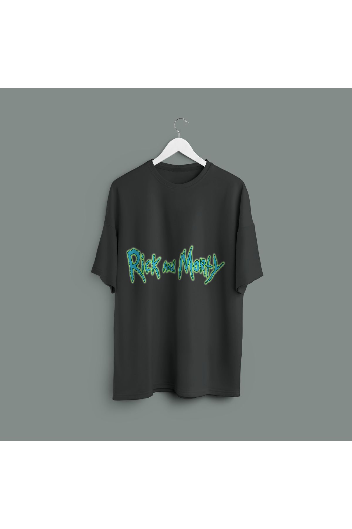 Zestia Unisex T-Shirt,Rick And Morty Baskılı,Regular, %100 Pamuk,Antrasit T-Shirt No: 00206