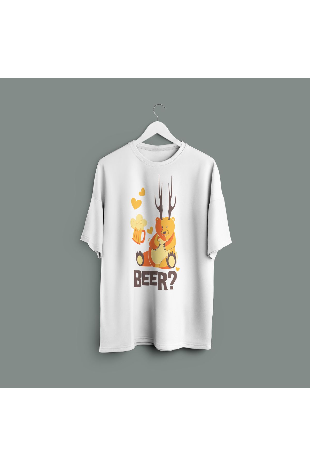 Zestia Unisex T-Shirt,Beer? Baskılı,Regular, %100 Pamuk,Beyaz T-Shirt No: 00421