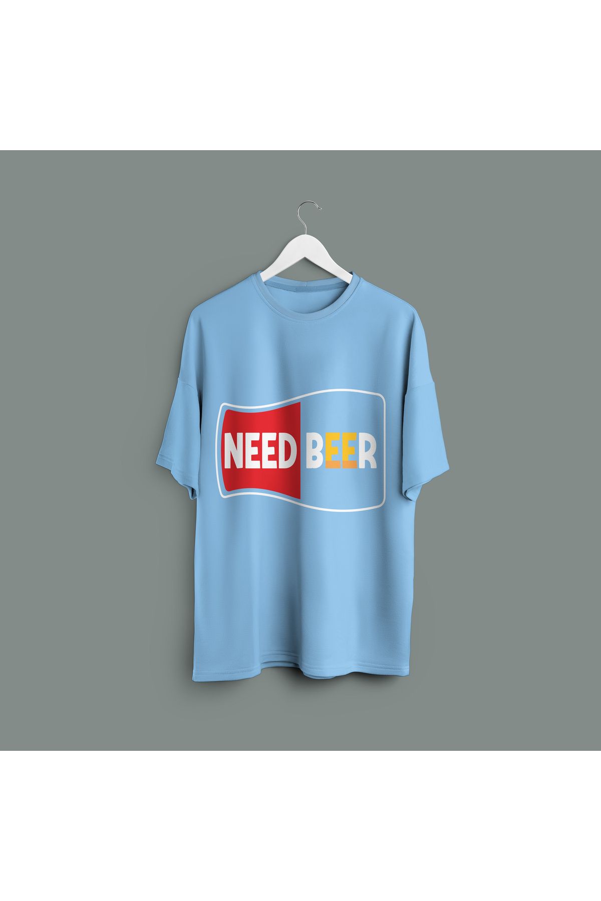 Zestia Unisex T-Shirt,Need Beer Baskılı,Regular, %100 Pamuk,Mavi T-Shirt No: 00231