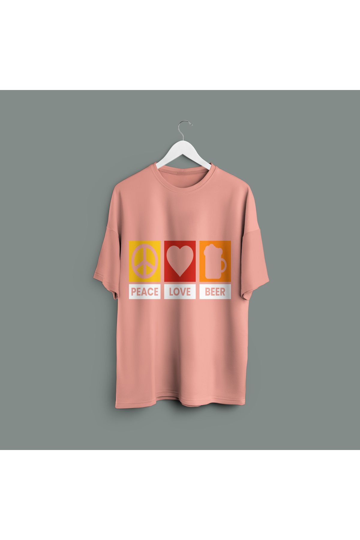 Zestia Unisex T-Shirt,Bear Beer Baskılı,Regular, %100 Pamuk,Somon T-Shirt No: 00227