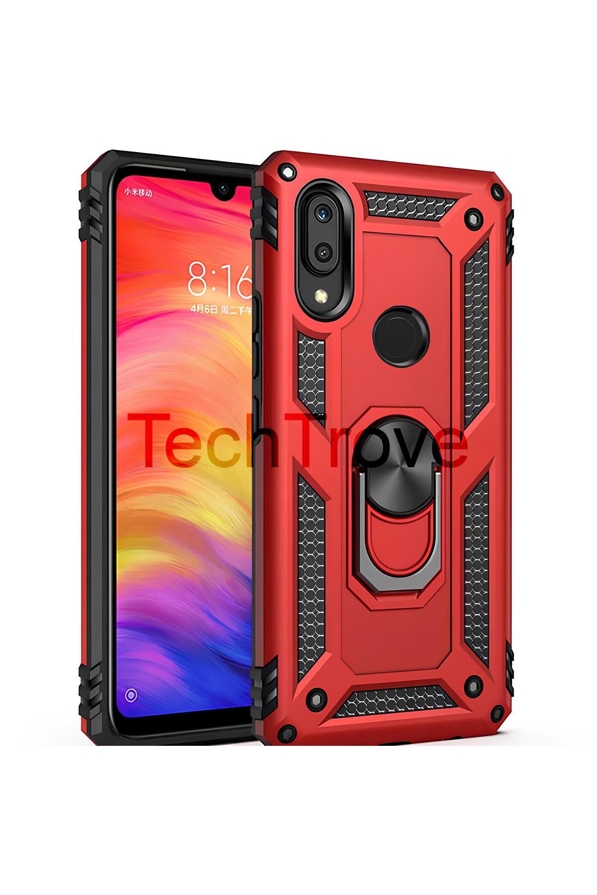 TechTrove Huawei P Smart 2019 Kılıf Yüzüklü Stand Olabilen Magnetic Tpu Tank Kapak