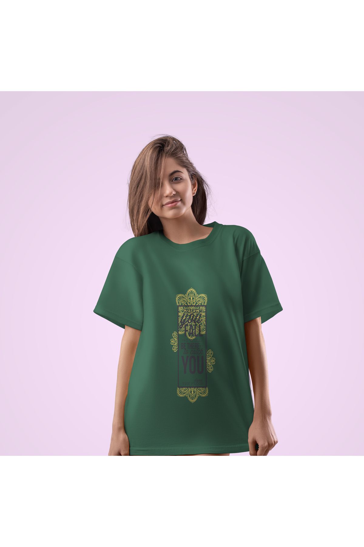 Zestia Unisex T-Shirt,When You Fall Baskılı,Regular, %100 Pamuk,Yeşil T-Shirt No: 00447