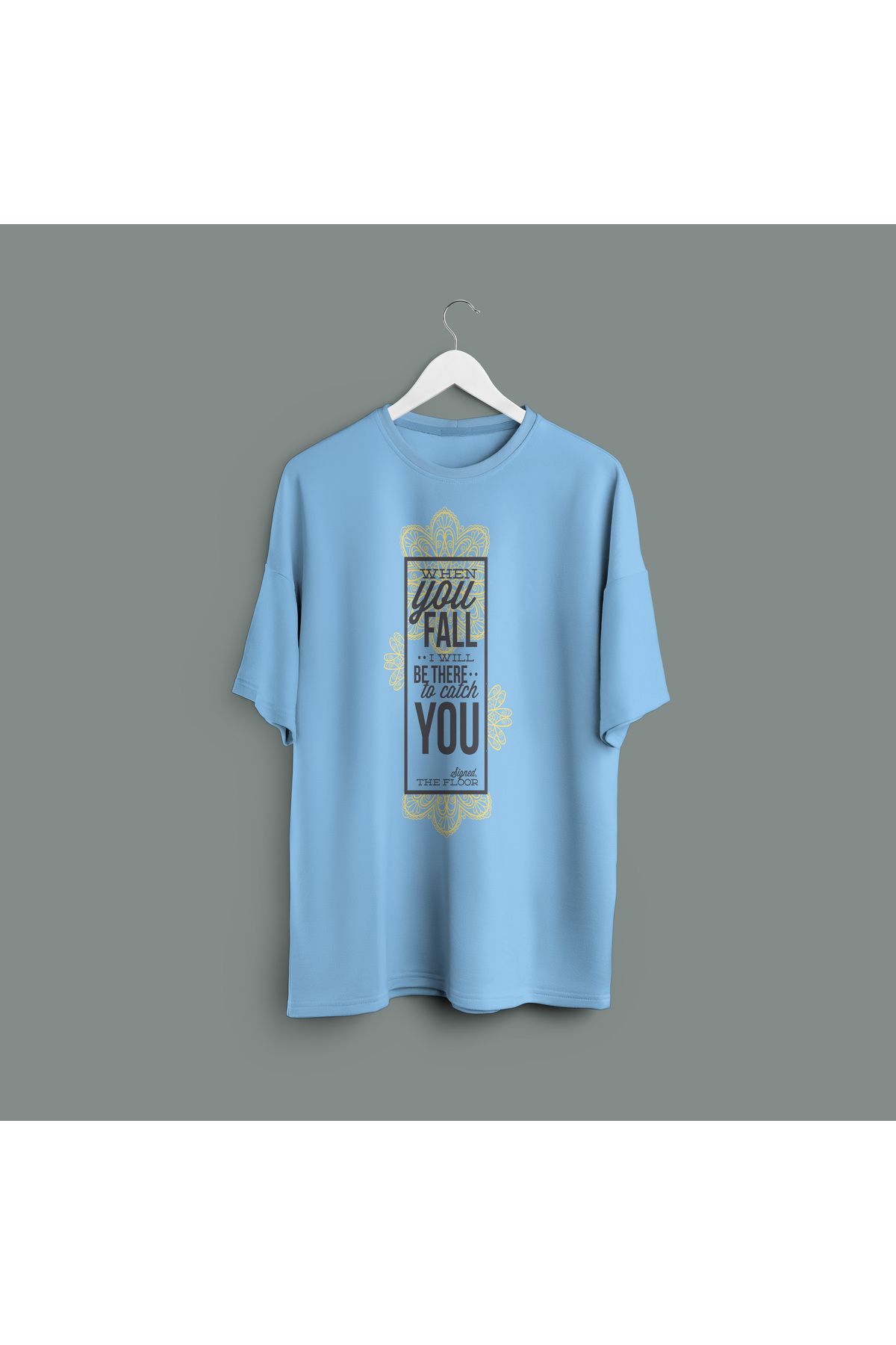 Zestia Unisex T-Shirt,When You Fall Baskılı,Regular, %100 Pamuk,Mavi T-Shirt No: 00447
