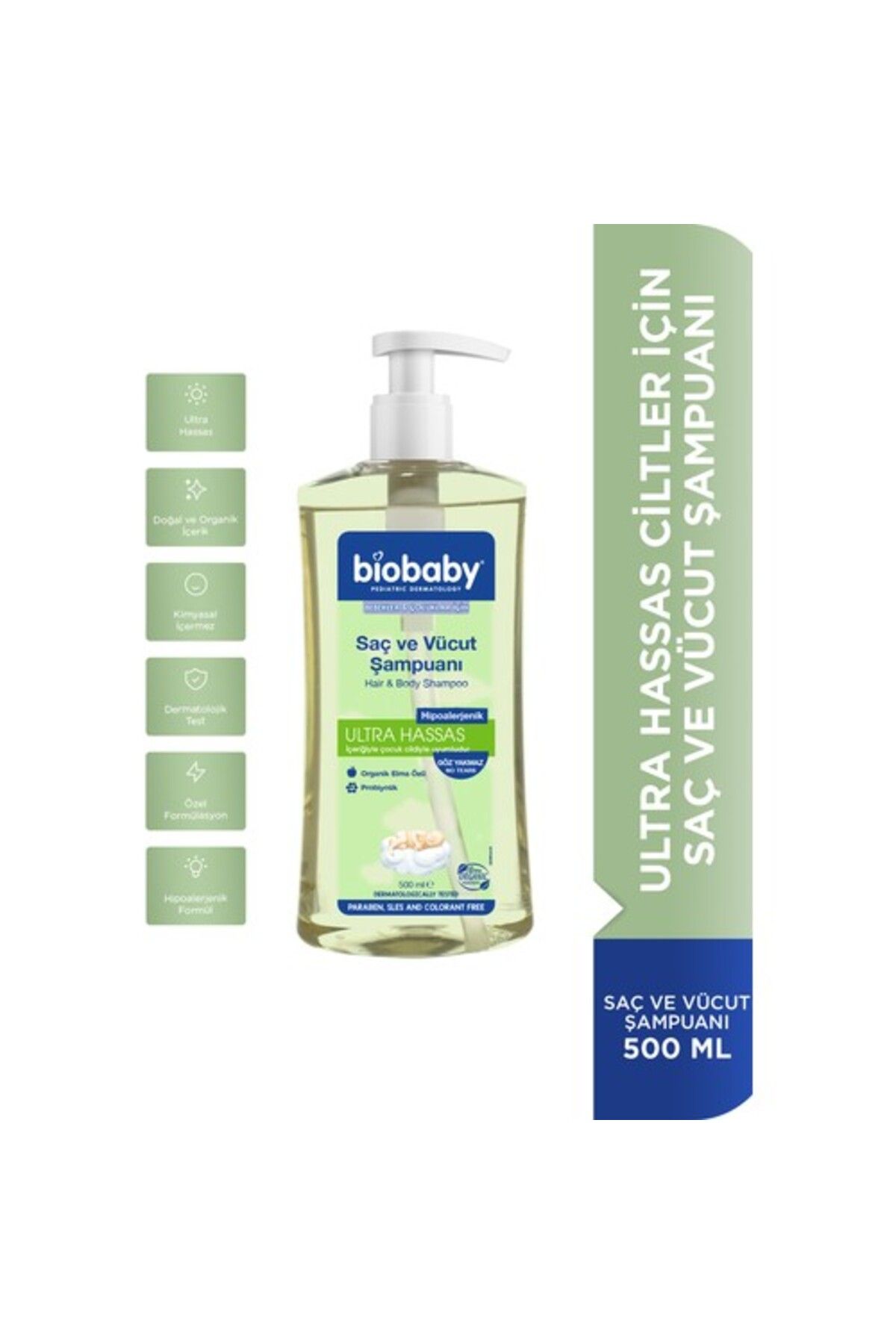 Biobaby Ultra Hassas Saç Ve Vücut Şampuanı 500 Ml Prebiyotik Alman Papatyası - Organik İçerik