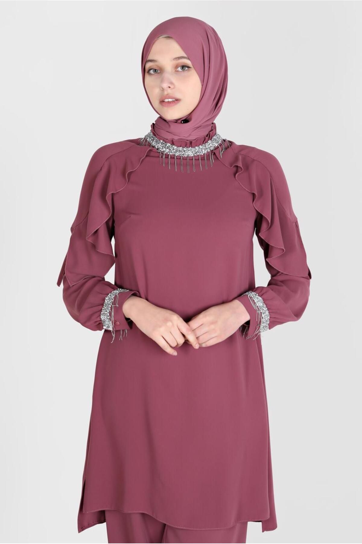 شلوار دونفره منگوله ای با جزئیات. تیم 30259 Alvina