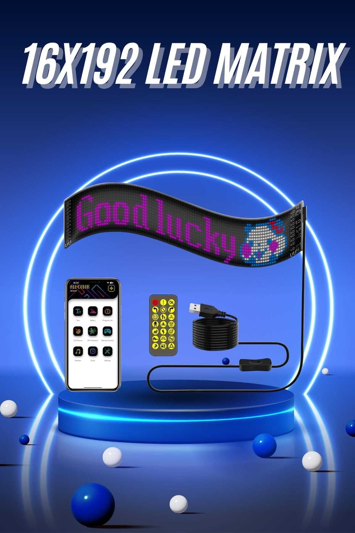 ASTRALTECH Kumandalı App Kontrollü LED Ekran 16X192 Led Matrix Araç Camı Yazısı