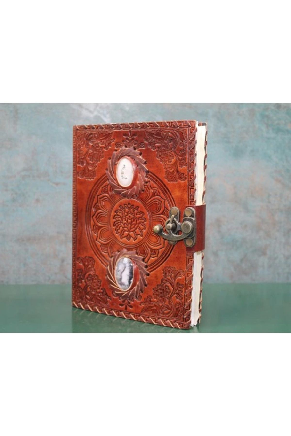 costurera Taşlı Deri Defter Model 9