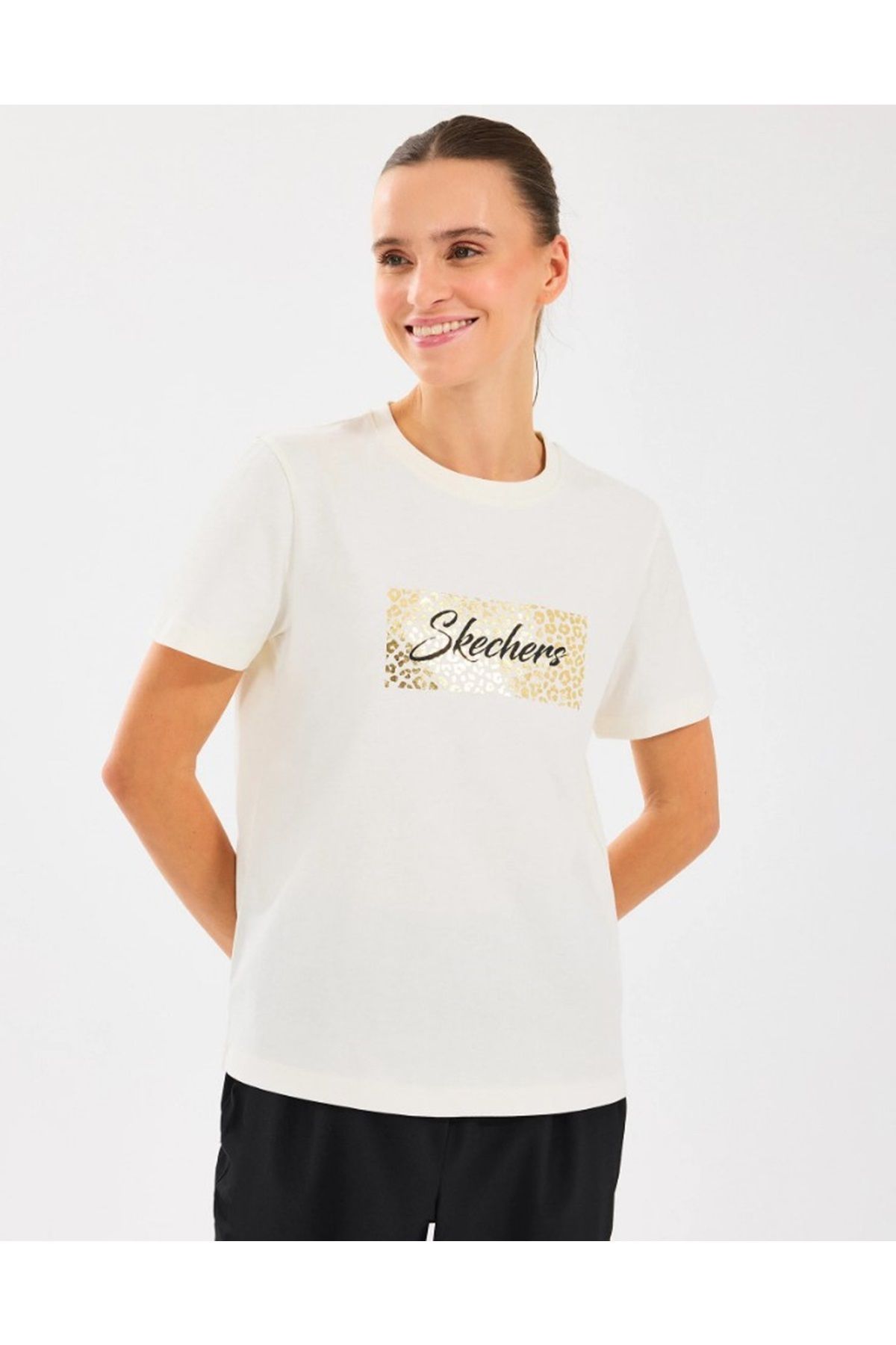 SKECHERS W Regular Fit Graphic Tee T-Shirt S2510141 Kadın Tişört BEYAZ