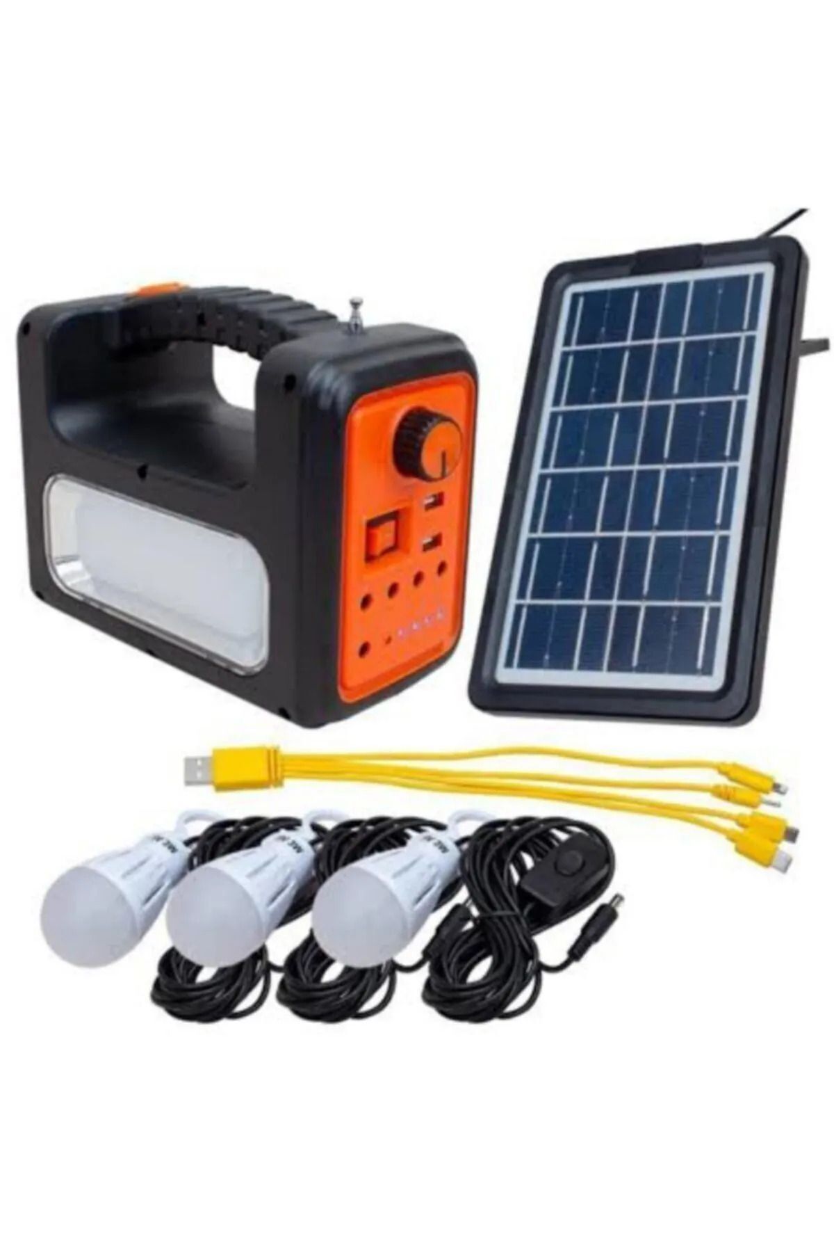 farissu Premium Rt-902 Güneş Enerjili Solar Şarjlı Bluetoothlu Mp3-radyolu Çadır Kamp Aydınlatma Fener Seti