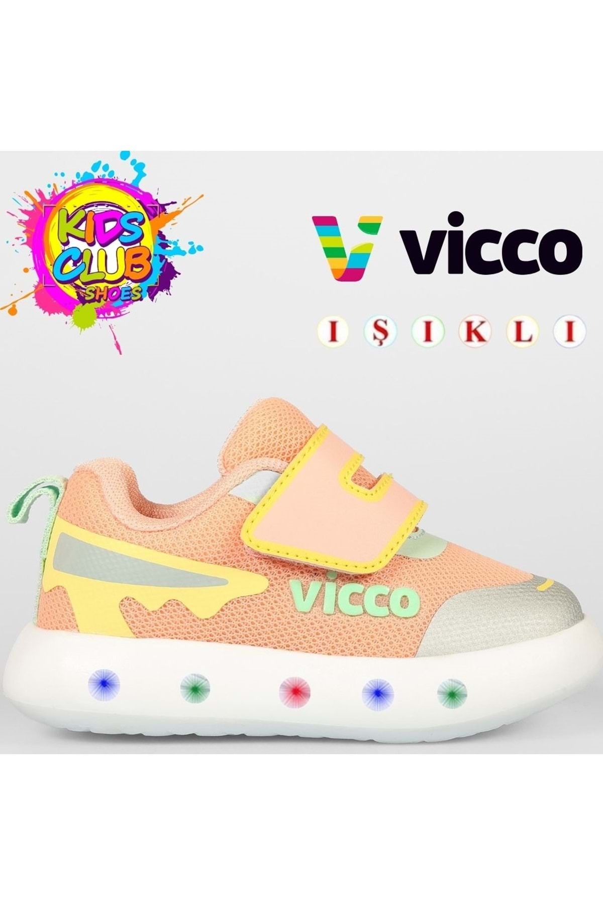 Kids Club Shoes Vicco Melodic Işıklı Ortopedik Çocuk Spor Ayakkabı PUDRA