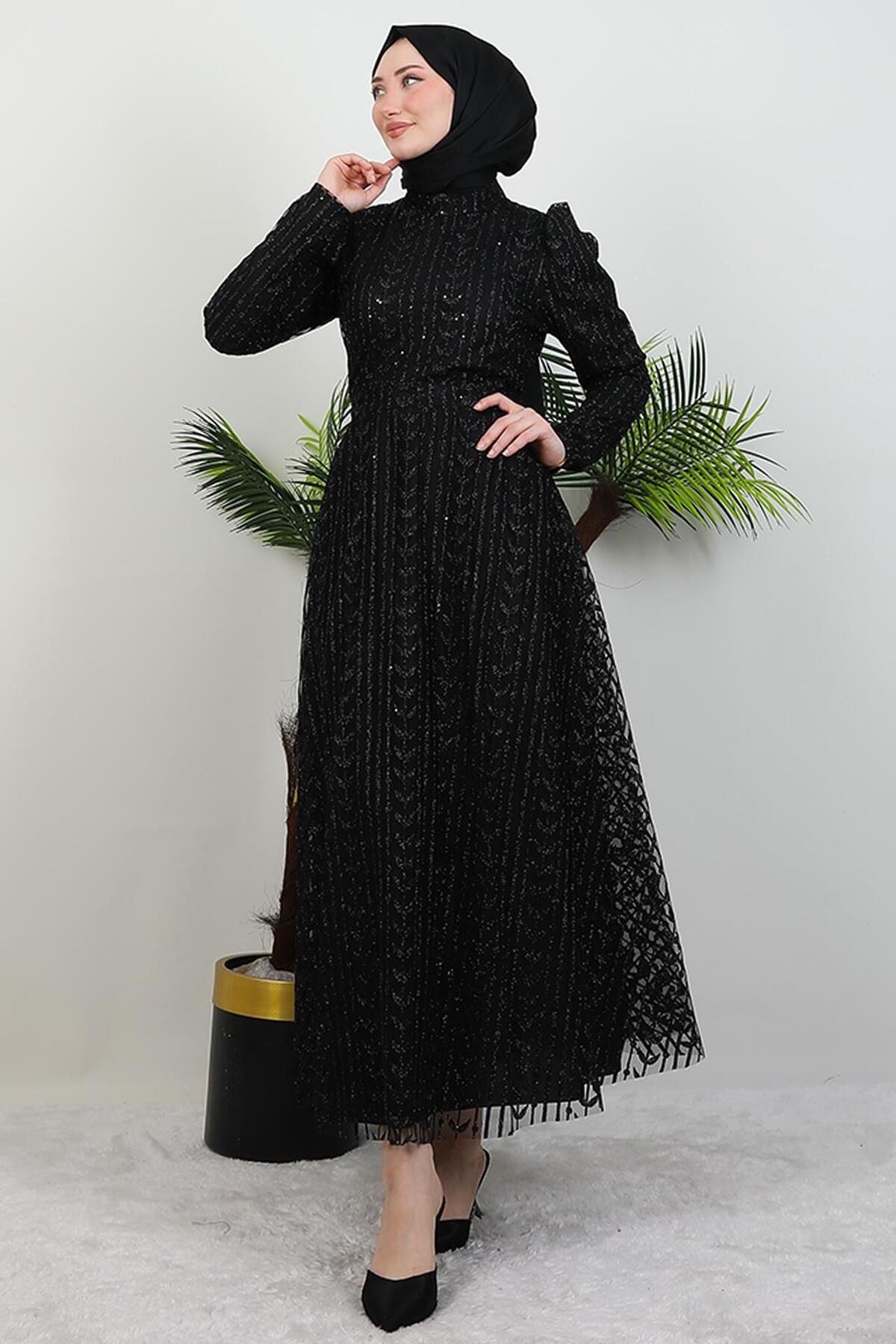 GİYZAMİLA-Glitter Butterfly Dress Black 1