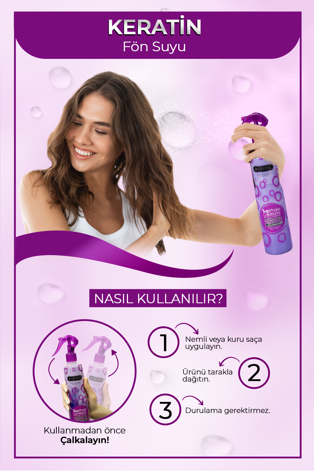 Keratin Içerikli Çift Fazlı Fön Suyu 400 ml - Yıpranmış, İşlem Görmüş Saçlar — ROCHZ1040106 — تصویر 3 از 3