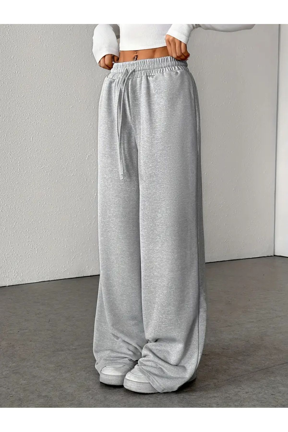 LASVES Pantaloni De Sport Gri Pentru Femei Cu Picioare Drepte Unisex - S