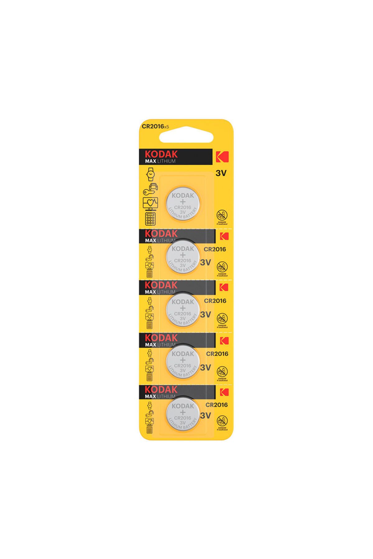 Kodak-KODAK MAX CR2016 Lithium 3V Batteries - 5 Pieces 1