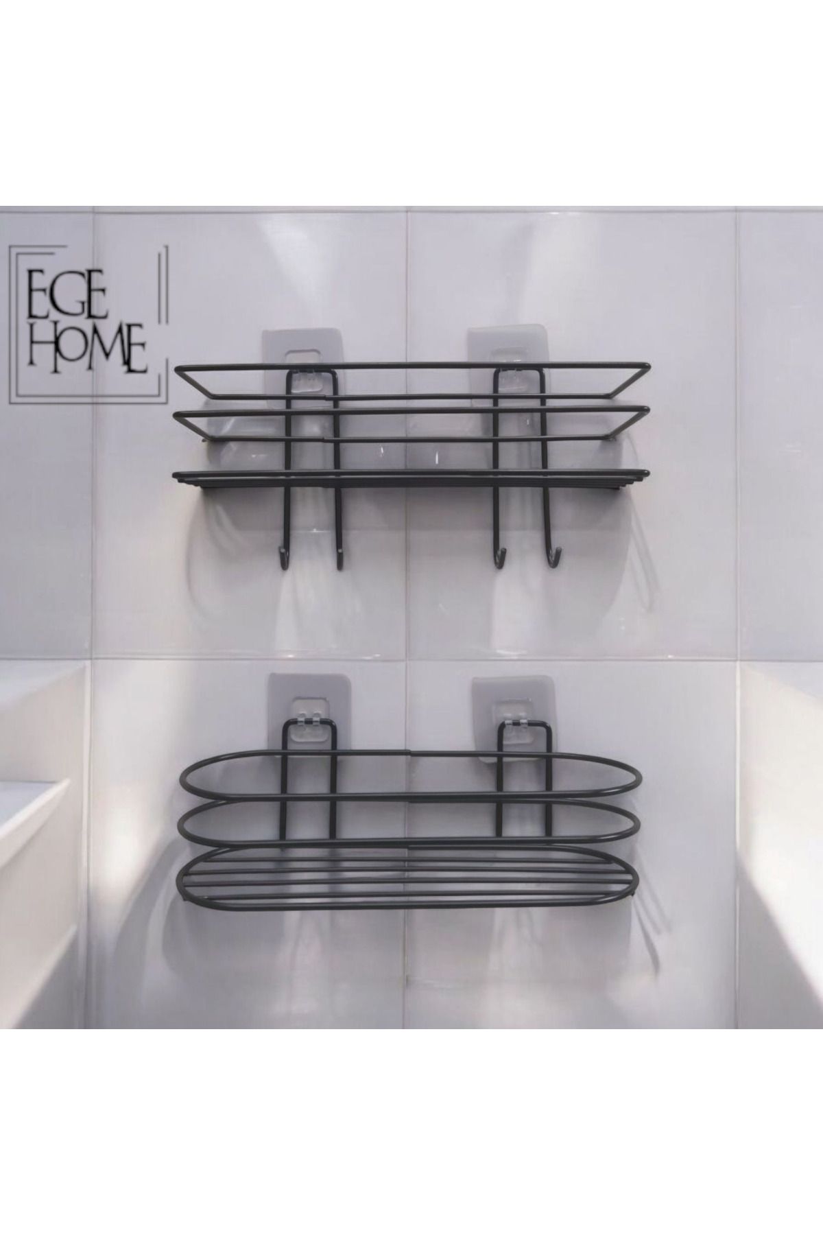 Home Yapışkanlı İki Adet Banyo Düzenleyici Mutfak Düzenleyici Raf Seti