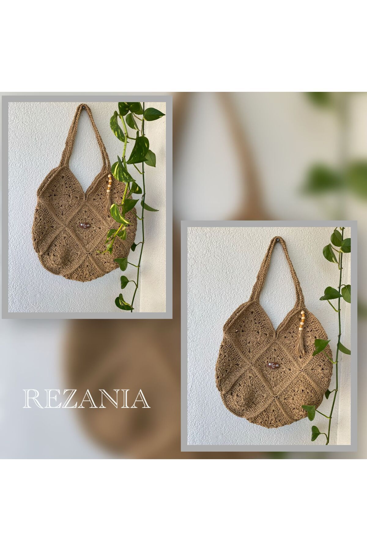 Rezania-حقيبة يد وكتف نسائية من القش 2