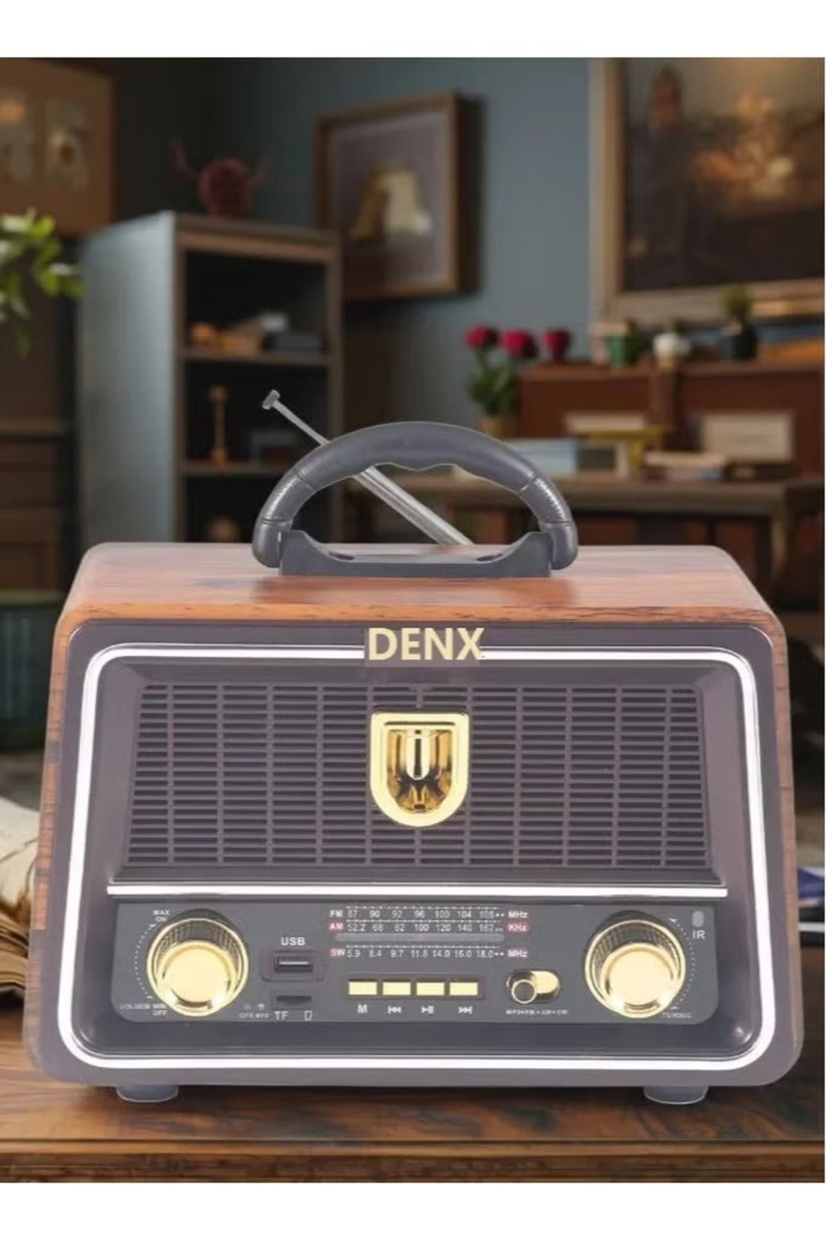 Denx-Classic Rechargeable Radio With Led Flashlight, Portable Radio With Best Sound, Solar Powered Radio 4