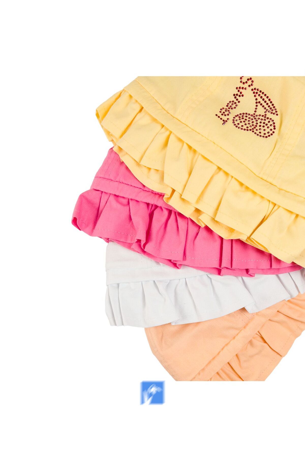 Kardelen Butik Denizli-100% Cotton Girl's Stone Embroidered Fisherman Hat (Age 4-8) (52 cm) 3