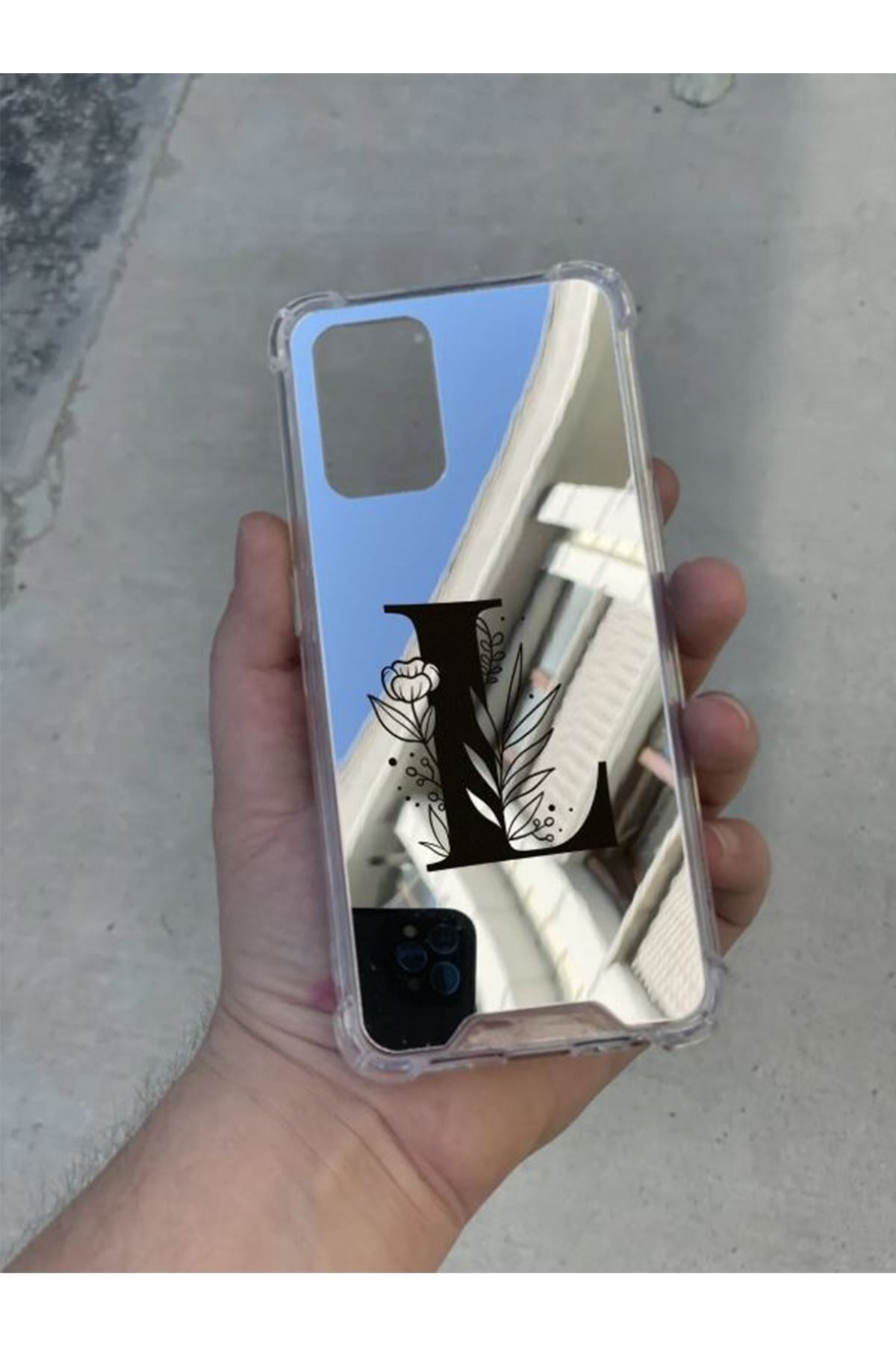 PERAX Samsung Galaxy A25 Uyumlu Gümüş Aynalı Darbe Korumalı L Harf Tasarımlı Silikon Kılıf